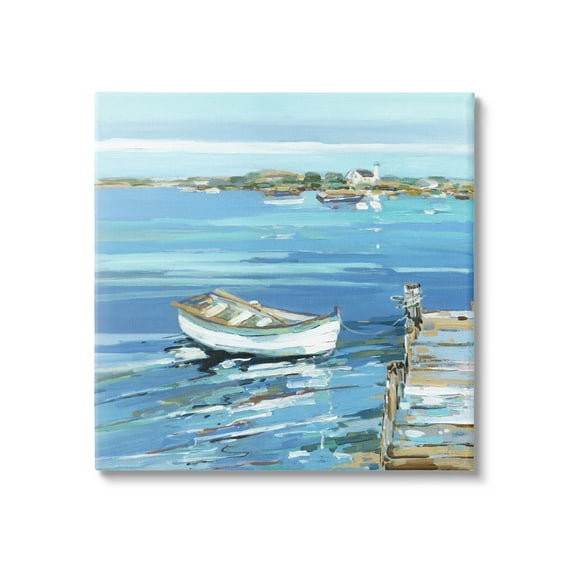 Stupell Industries Docked Dinghy Lake Scenery Painting Gallery Wrapped Canvas Print Wall Art, Design by Sally Swatland