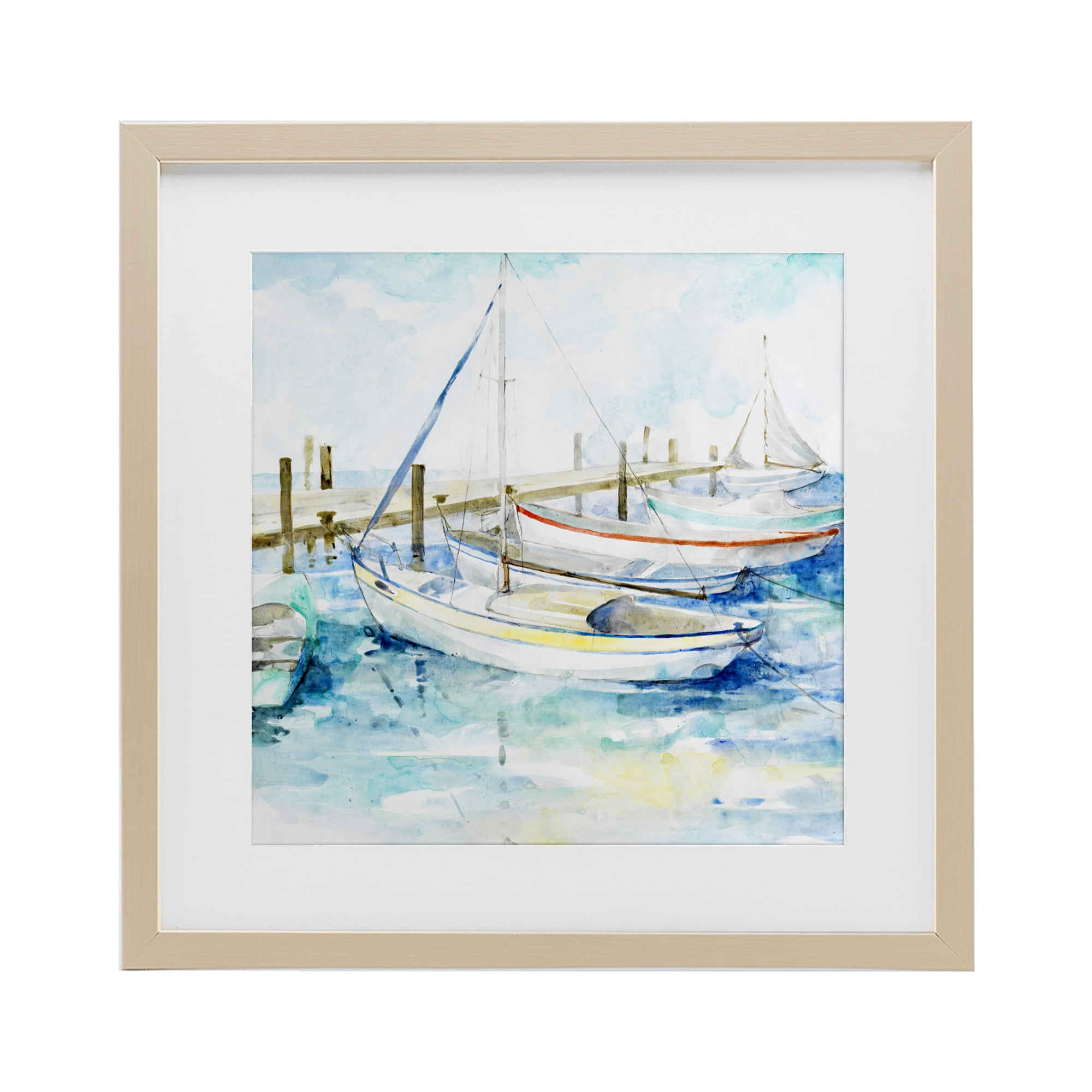 Stupell Industries Docked Sails on Stormy Seas Birch Framed Print Under Glass, design by Lorenzo Collective