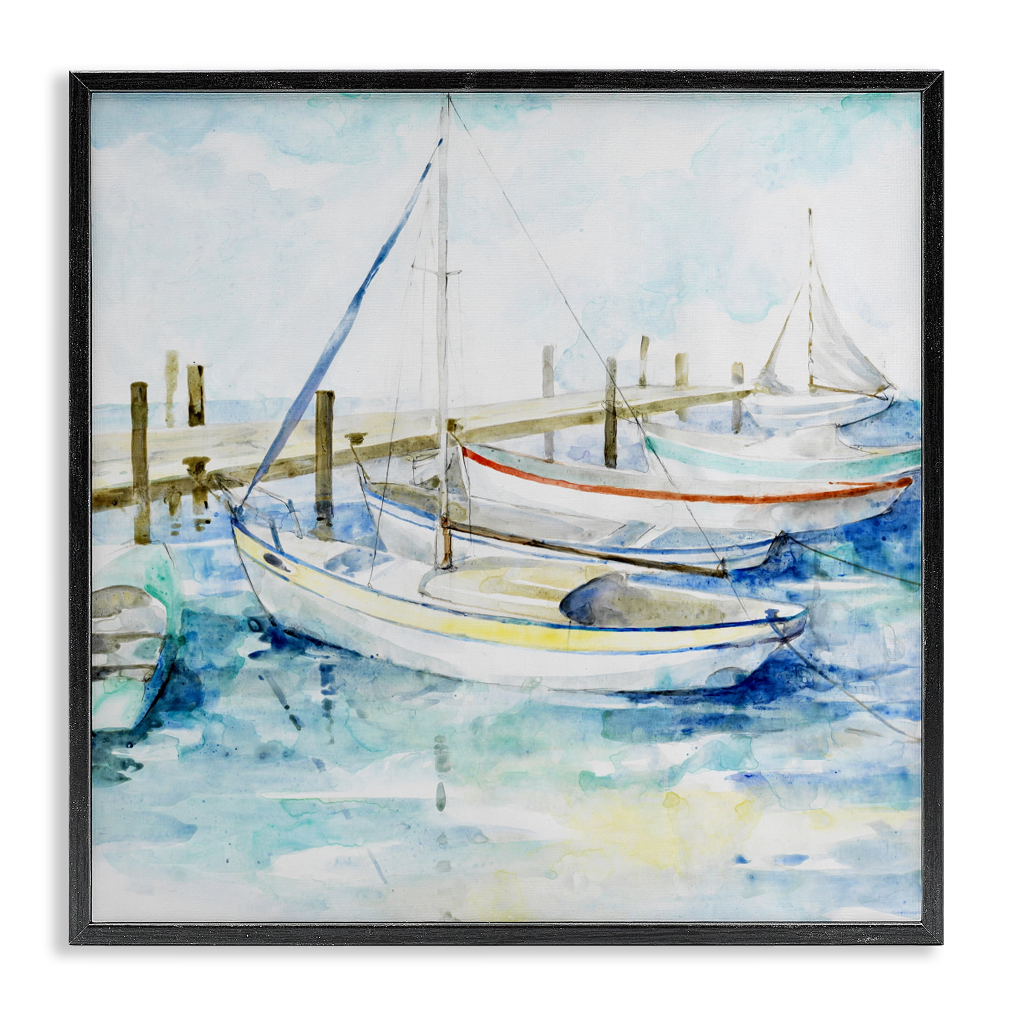 Stupell Industries Docked Sails on Stormy Seas Black Framed Giclee Art, design by Lorenzo Collective
