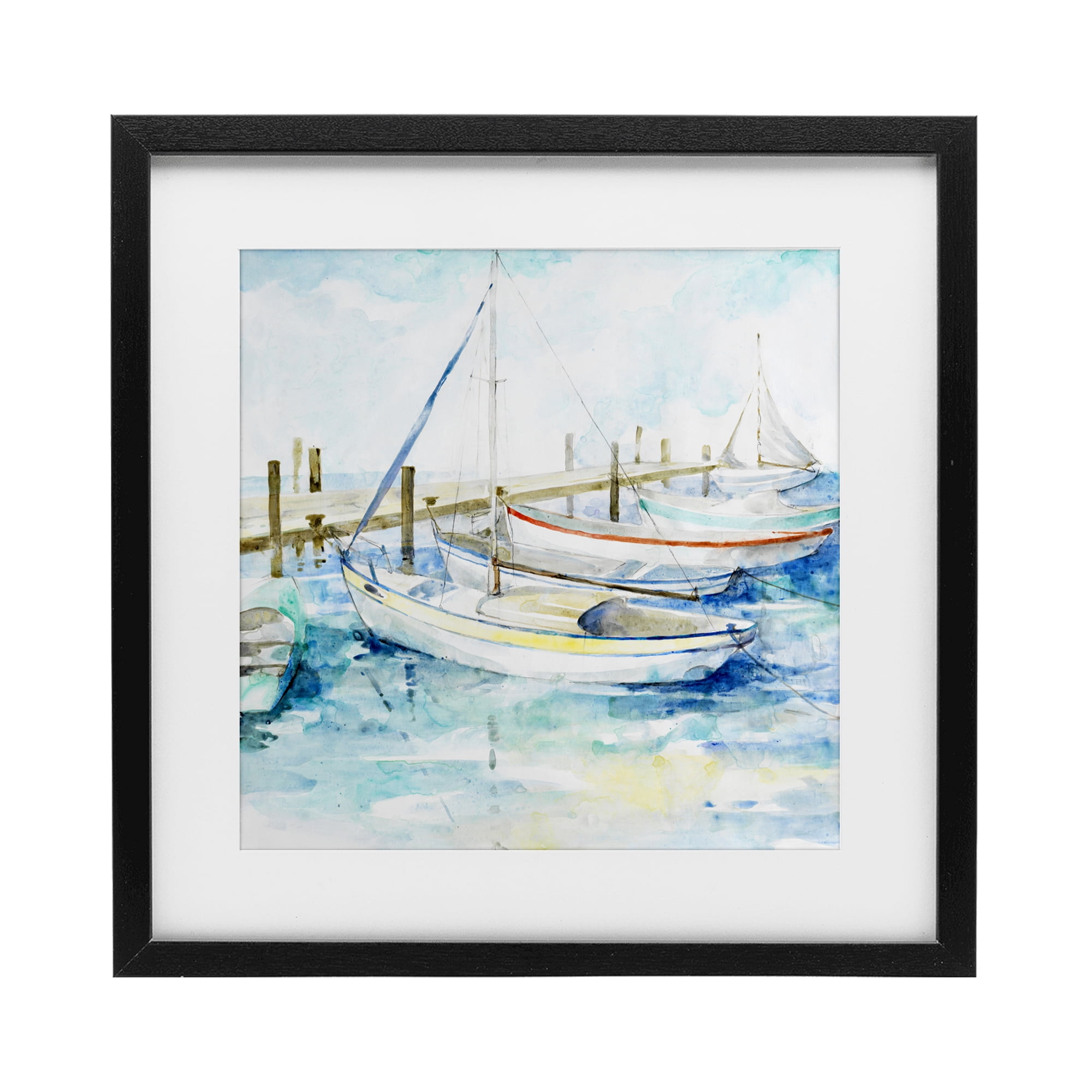 Stupell Industries Docked Sails on Stormy Seas Black Framed Print Under Glass, design by Lorenzo Collective