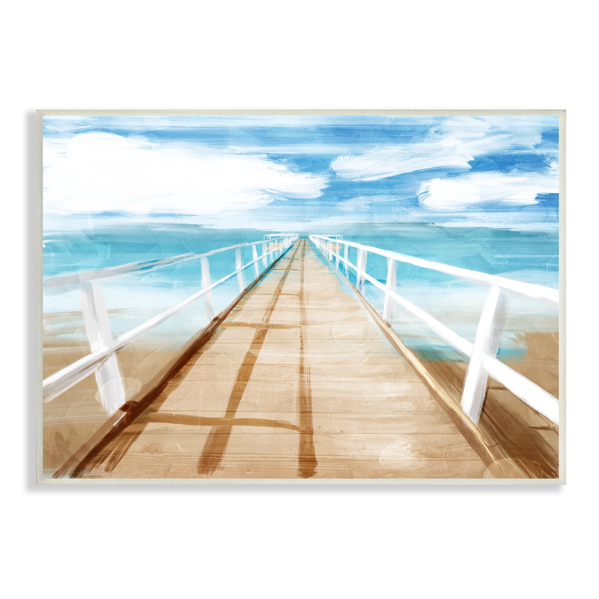 Stupell Industries Docks Out to Ocean Horizon Contemporary Beach Scene, 13 x 19, Design by Milli Villa
