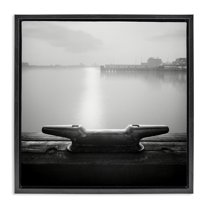 Stupell Industries Dockside Boat View Coastal Photography Black Floater Framed Canvas Art Print Wall Art, 18 x 18