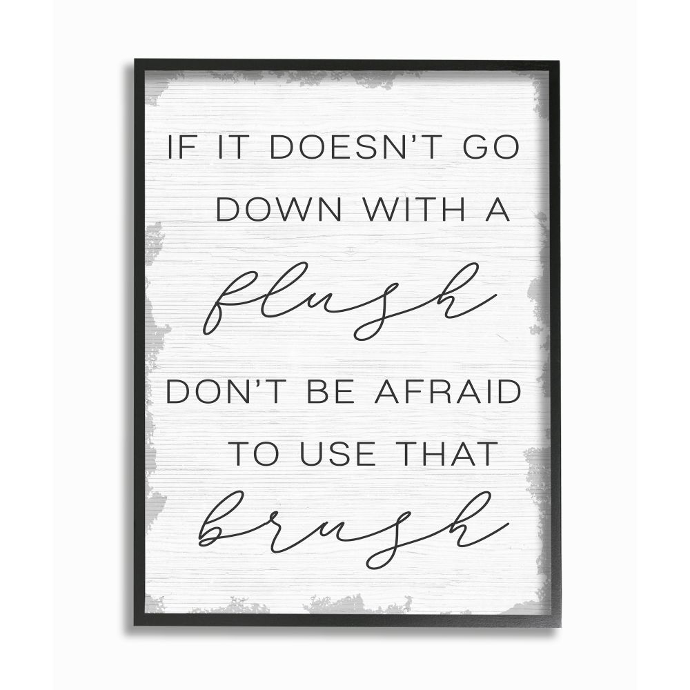 Stupell Industries Doesn't Flush Use the Brush Family Bathroom Phrase Designed by Daphne Polselli