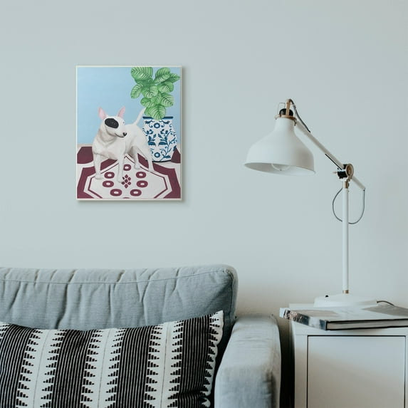 Stupell Industries Dog And Vase Animal Pet Painting Wall Plaque by Sally B, 13" x 19", Wall Plaque