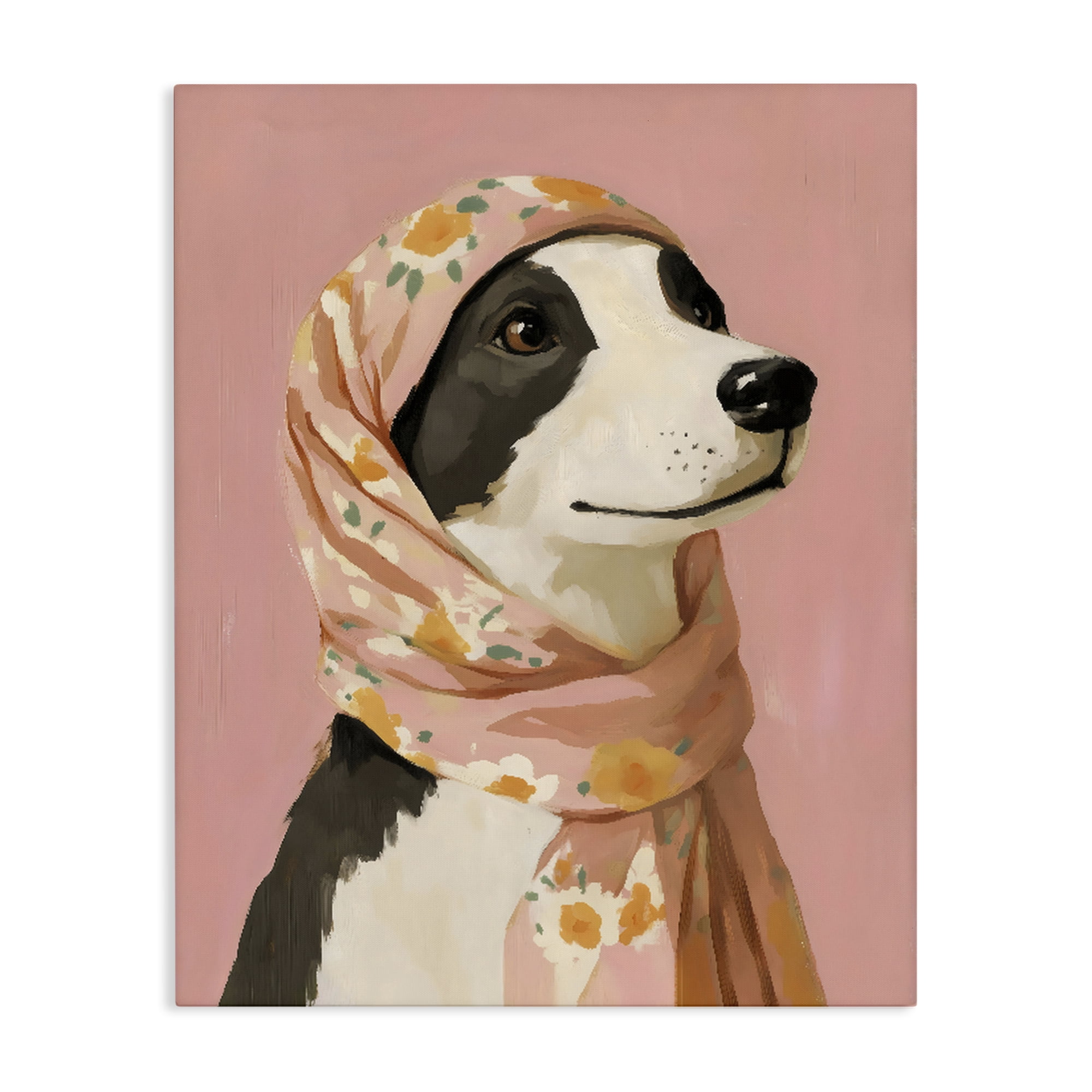 Stupell Industries Dog Babushka in Floral Scarf Canvas Wall Art, design by The Prints Vibe