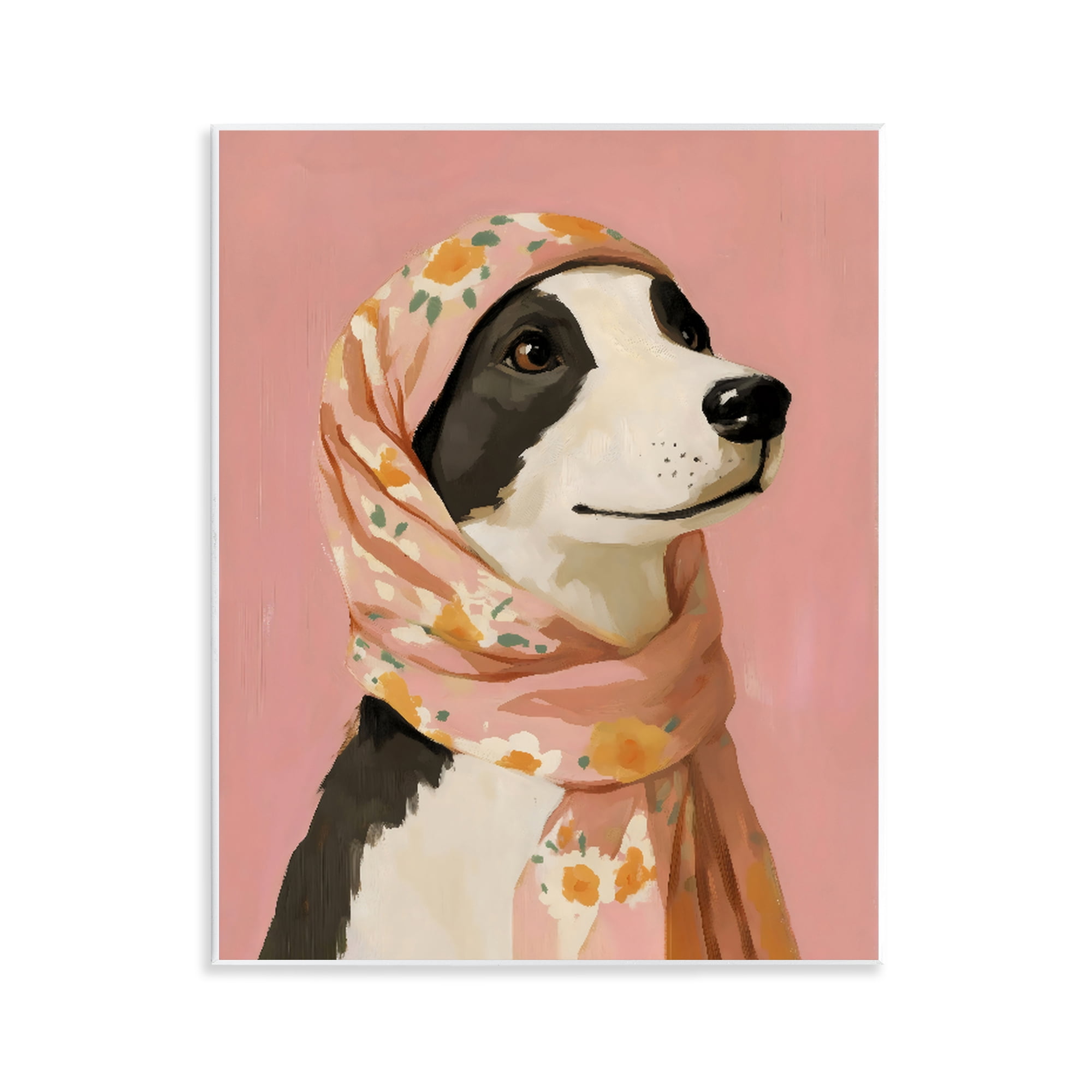 Stupell Industries Dog Babushka in Floral Scarf Wall Plaque Art, design by The Prints Vibe