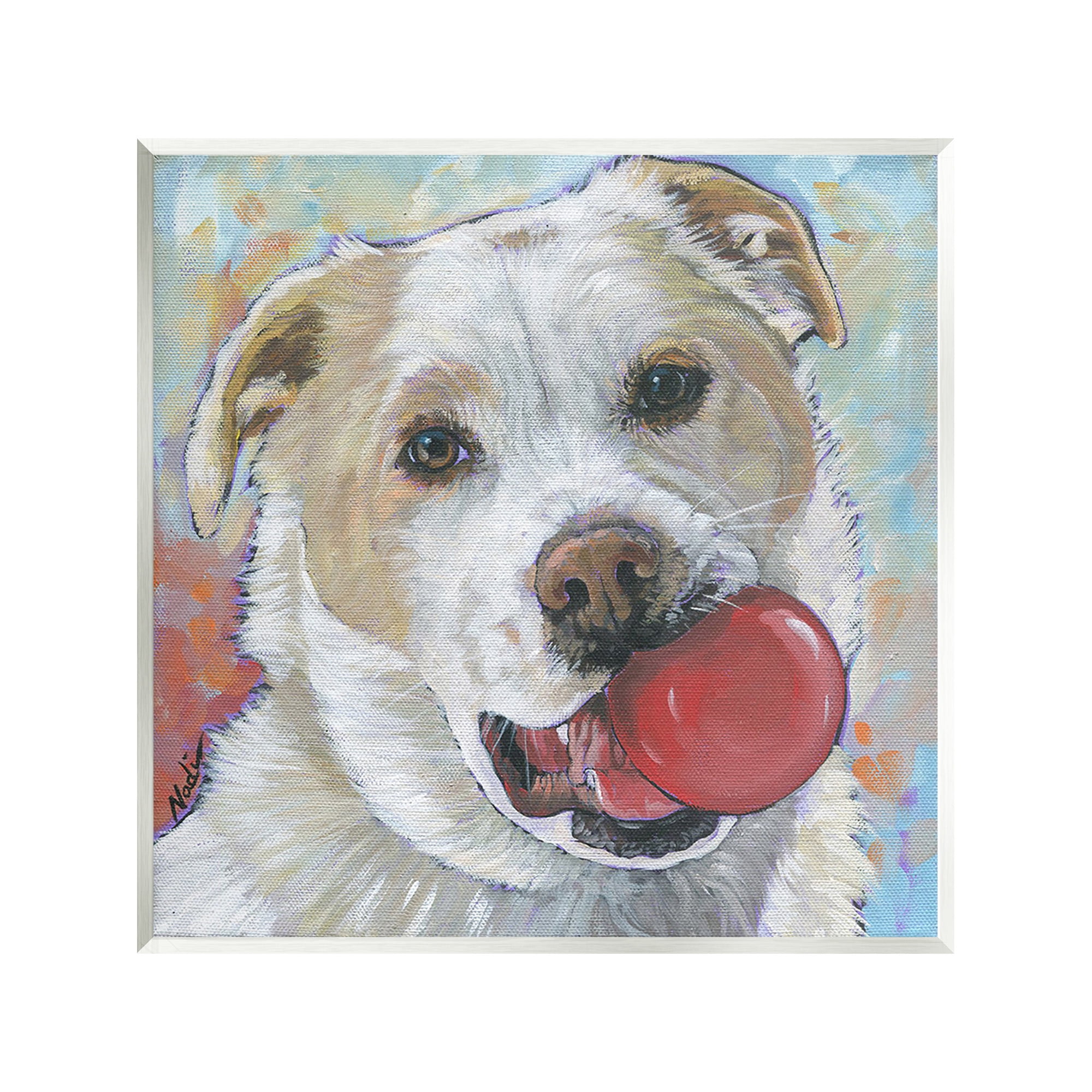 Stupell Industries Dog & Ball Portrait Animals & Insects Painting Unframed Art Print Wall Art, 12 x 12