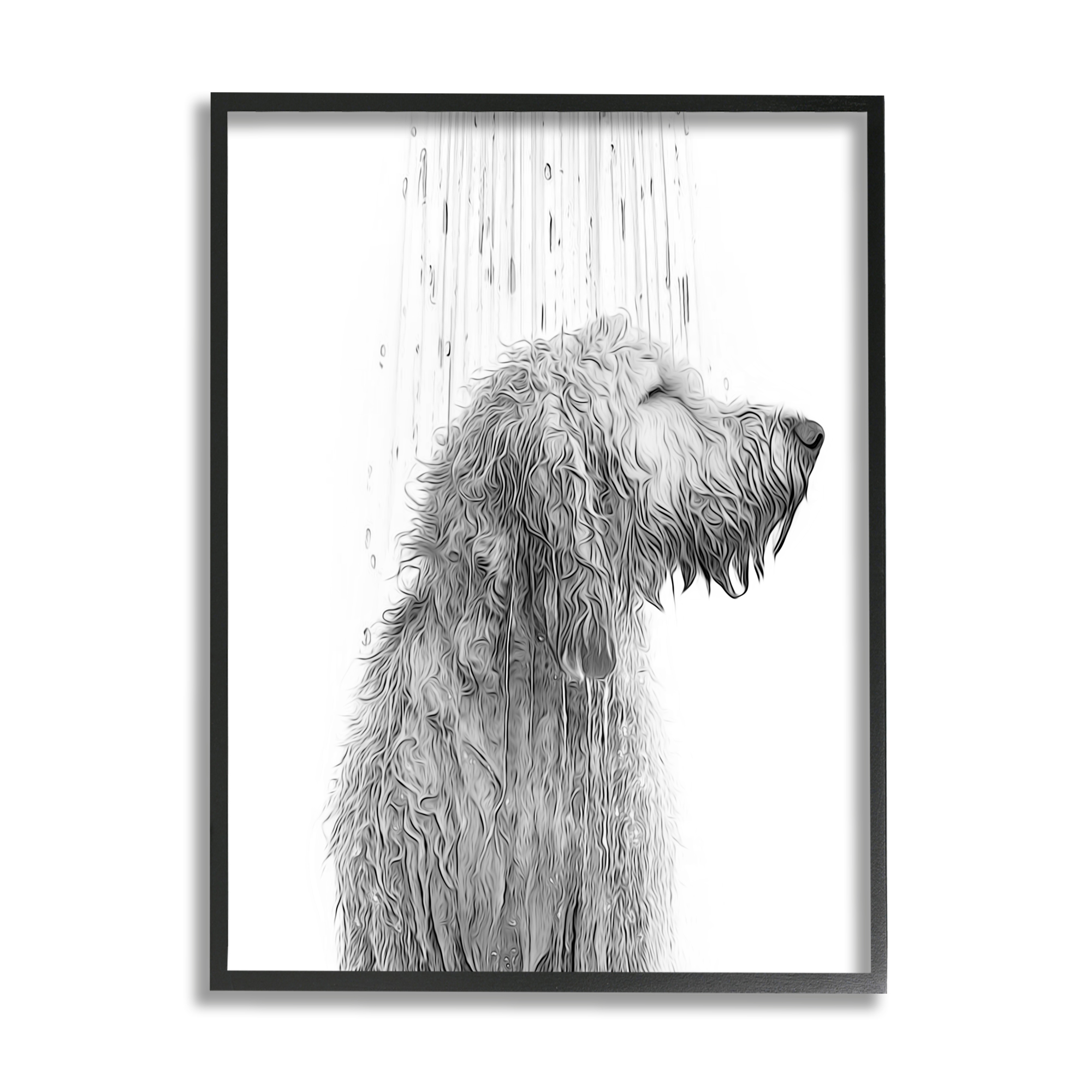 Stupell Industries Dog Bathroom Splash Animals & Insects Painting Black Framed Art Print Wall Art, 16 x 20
