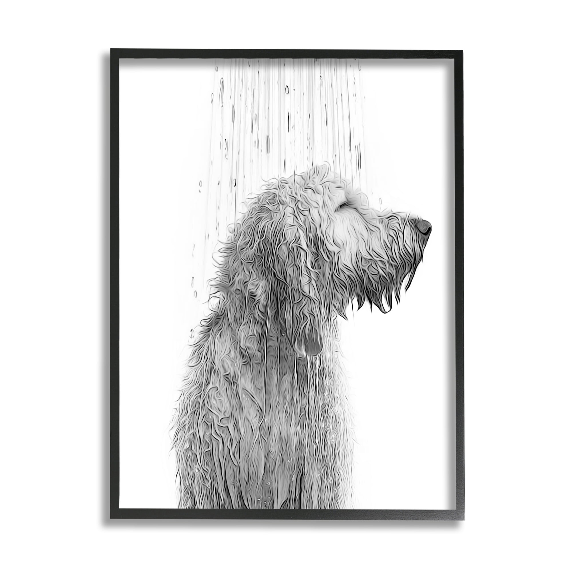 Stupell Industries Dog Bathroom Splash Animals & Insects Painting Black Framed Art Print Wall Art, 24 x 30
