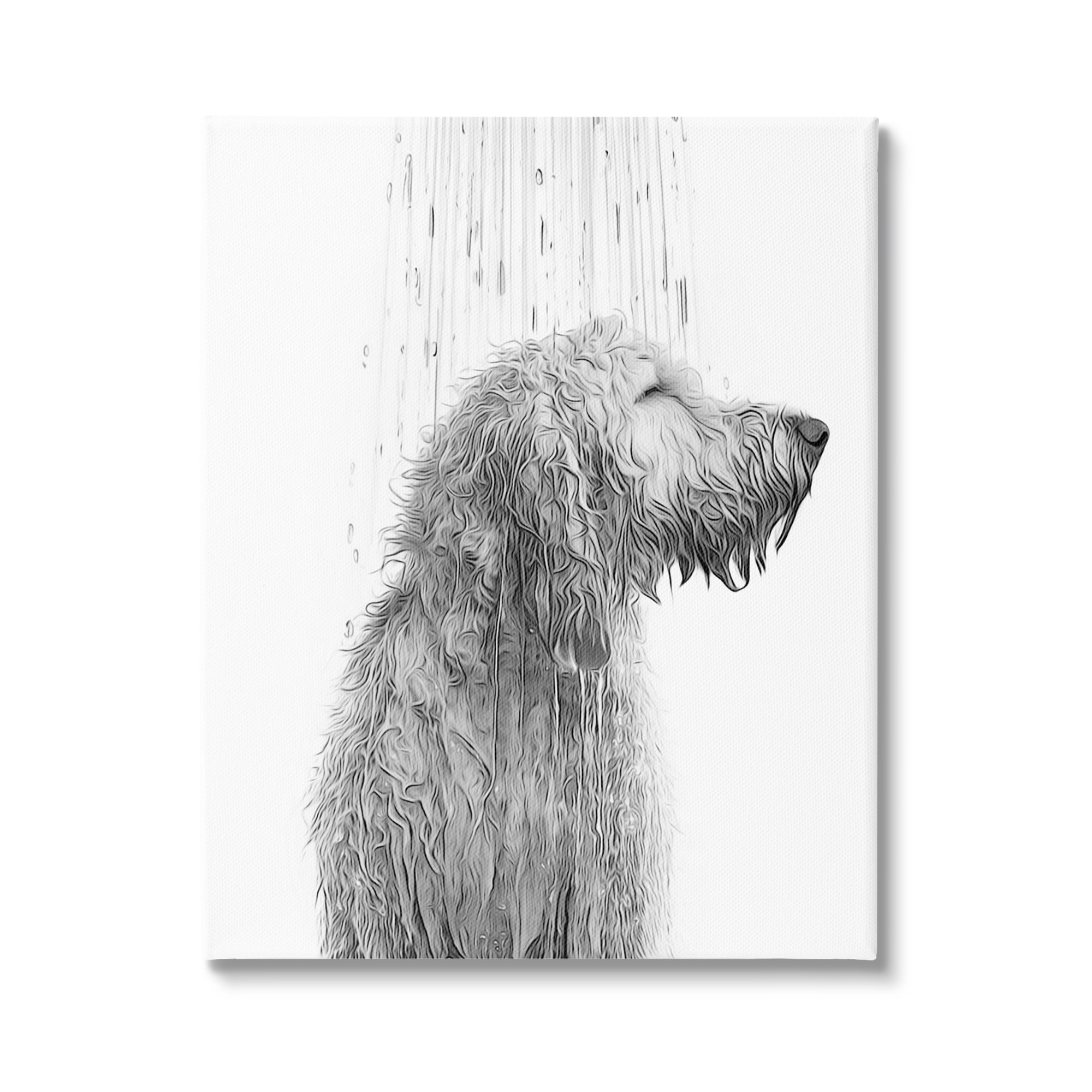Stupell Industries Dog Bathroom Splash Animals & Insects Painting Gallery Wrapped Canvas Art Print Wall Art, 16 x 20