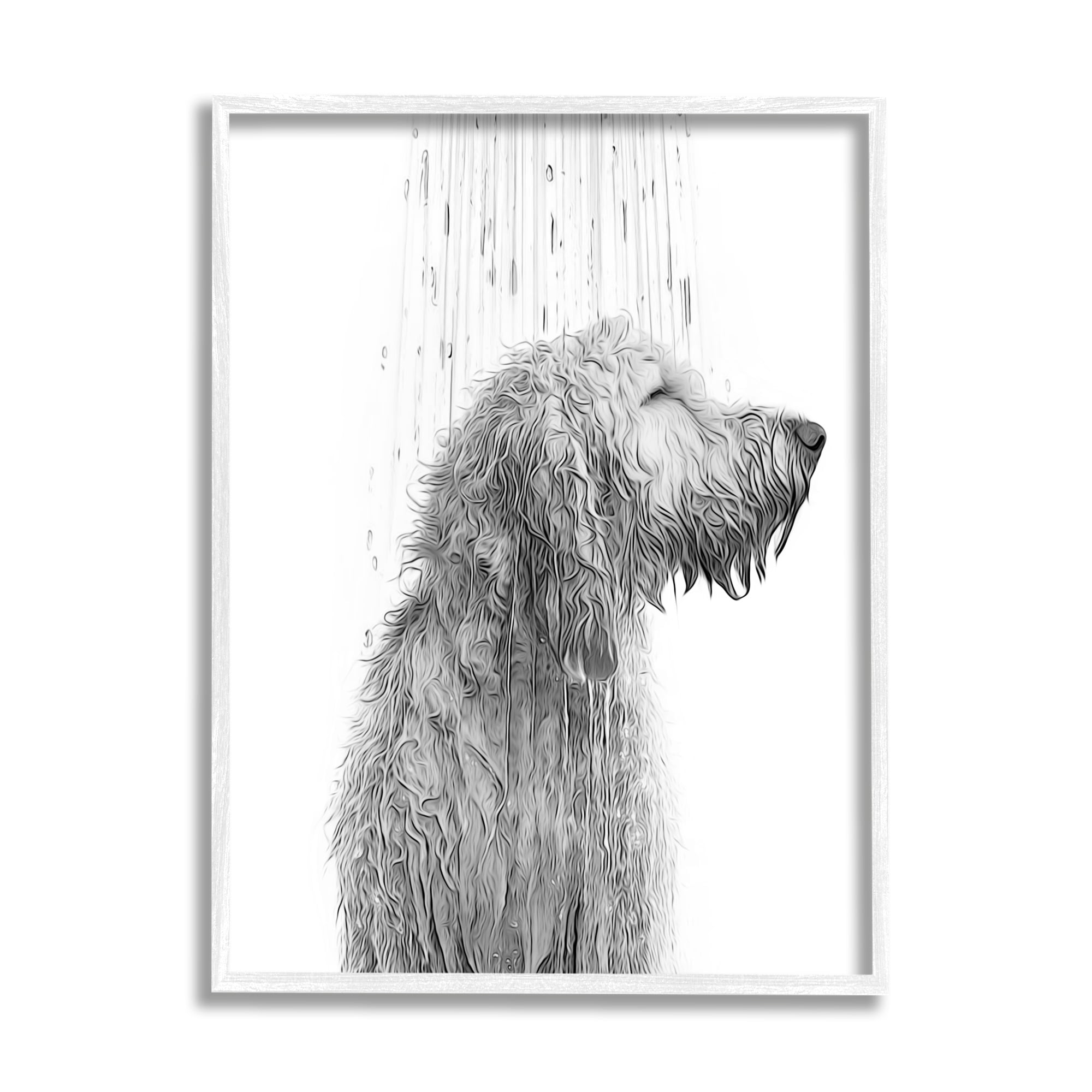 Stupell Industries Dog Bathroom Splash Animals & Insects Painting White Framed Art Print Wall Art, 24 x 30
