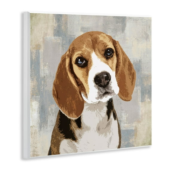 Stupell Industries Dog Beagle Patiently Waiting Abstract Backdrop Pet Collage,12 x 12, Design by Keri Rodgers