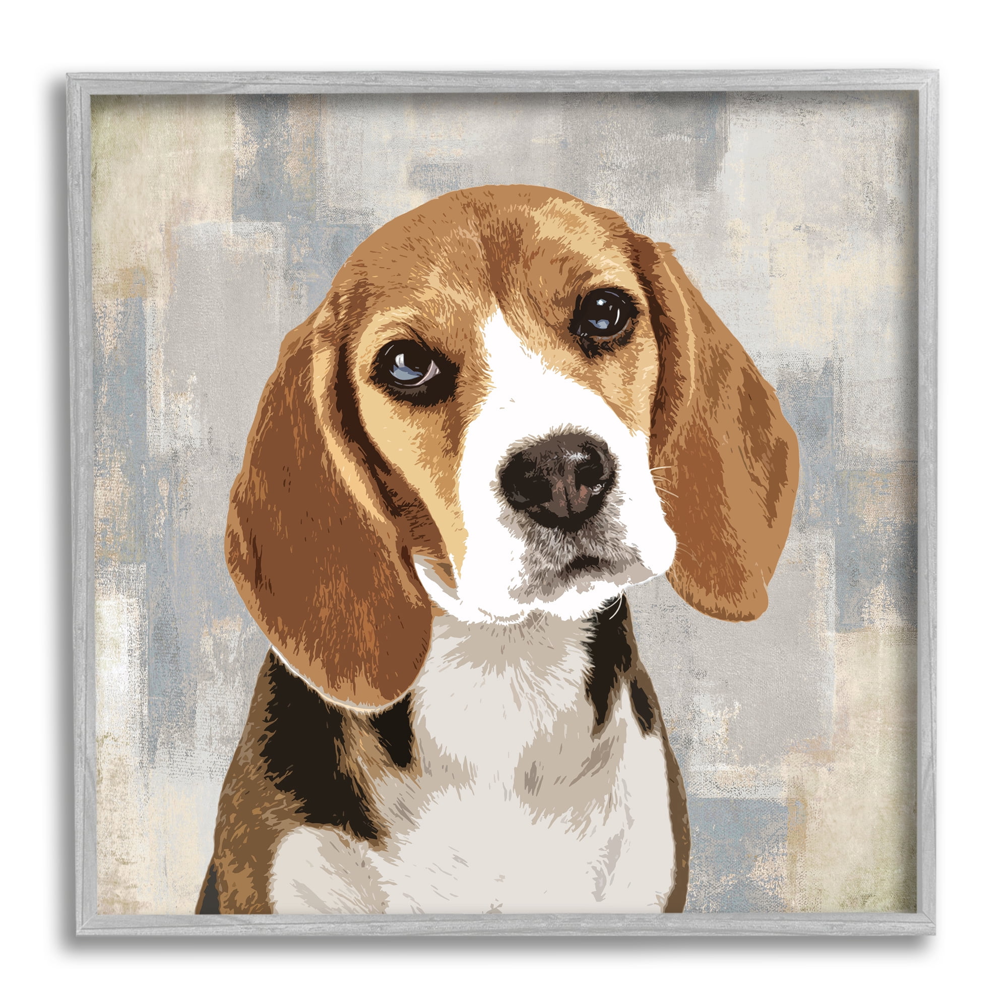 Stupell Industries Dog Beagle Patiently Waiting Abstract Backdrop Pet Collage,12 x 12, Design by Keri Rodgers