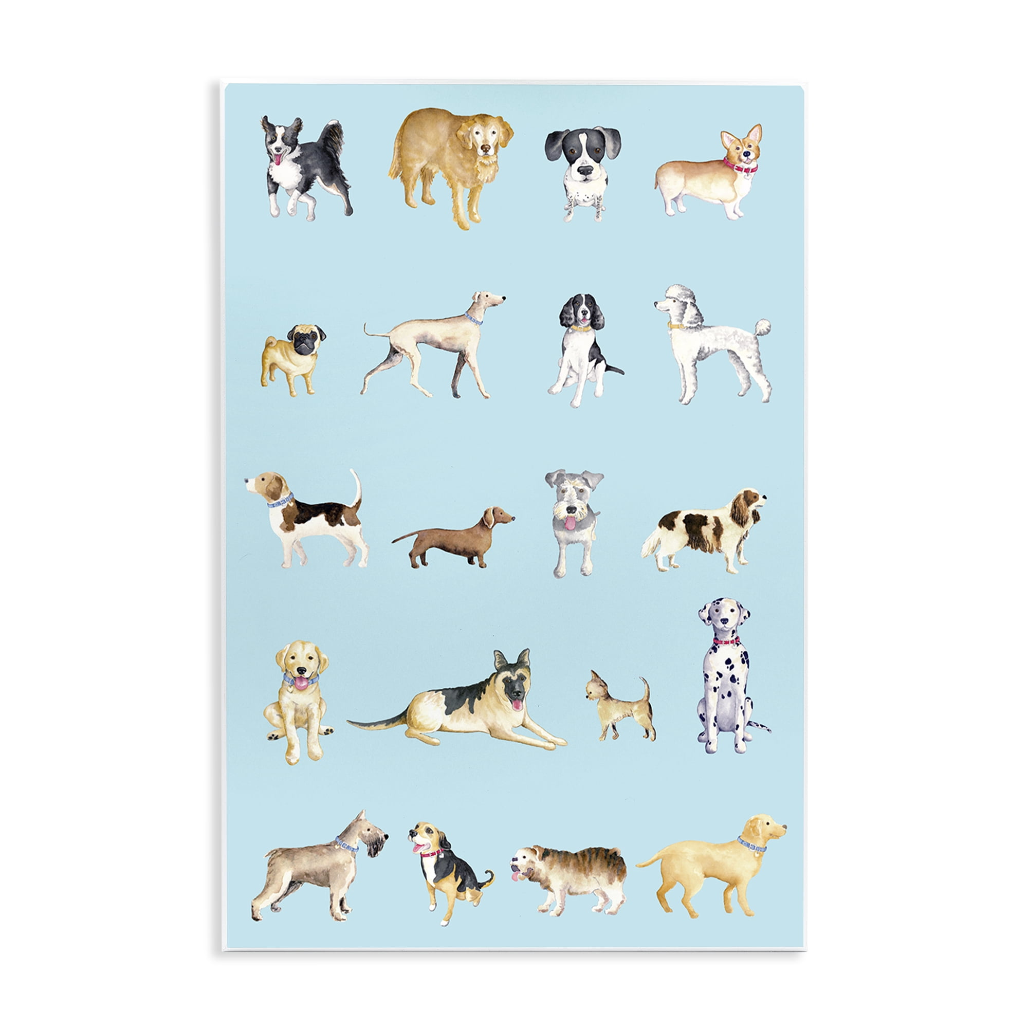 Stupell Industries Dog Breeds on Blue Wall Plaque Art, design by Andi Metz