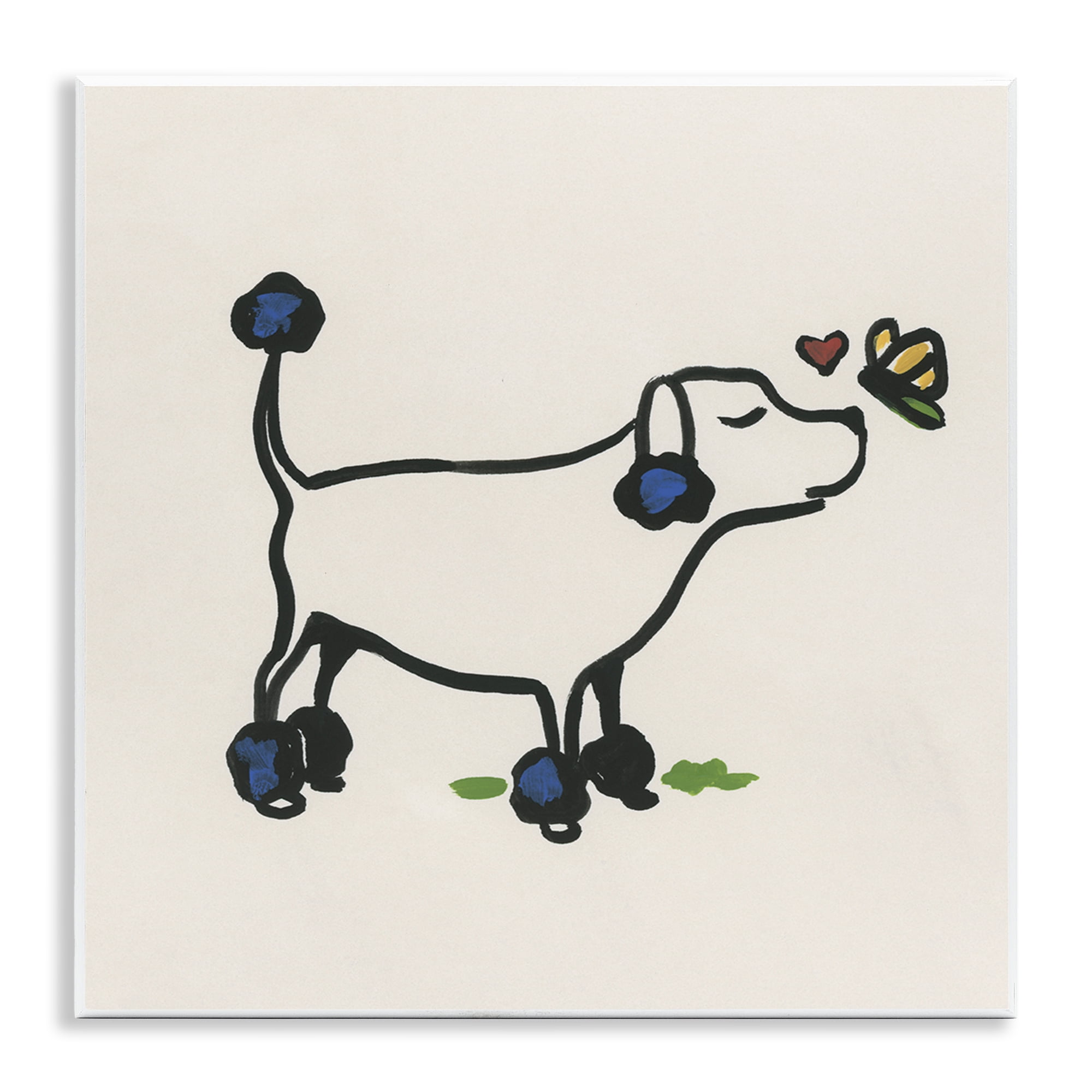 Stupell Industries Dog & Butterfly Animals Painting Unframed Art Print Wall Art, 12 x 12