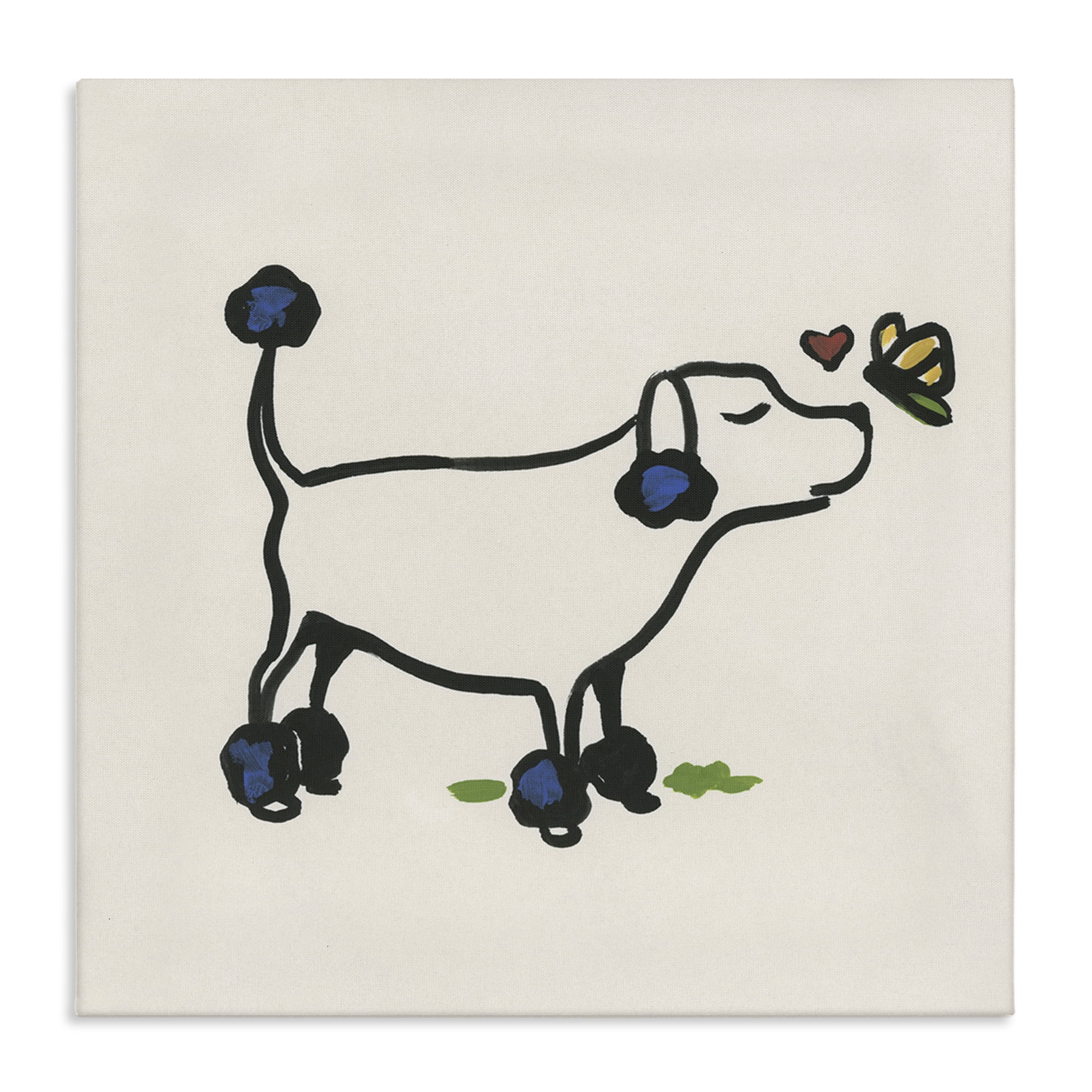 Stupell Industries Dog & Butterfly Animals Painting Wrapped Canvas Art Print Wall Art, 24 x 24