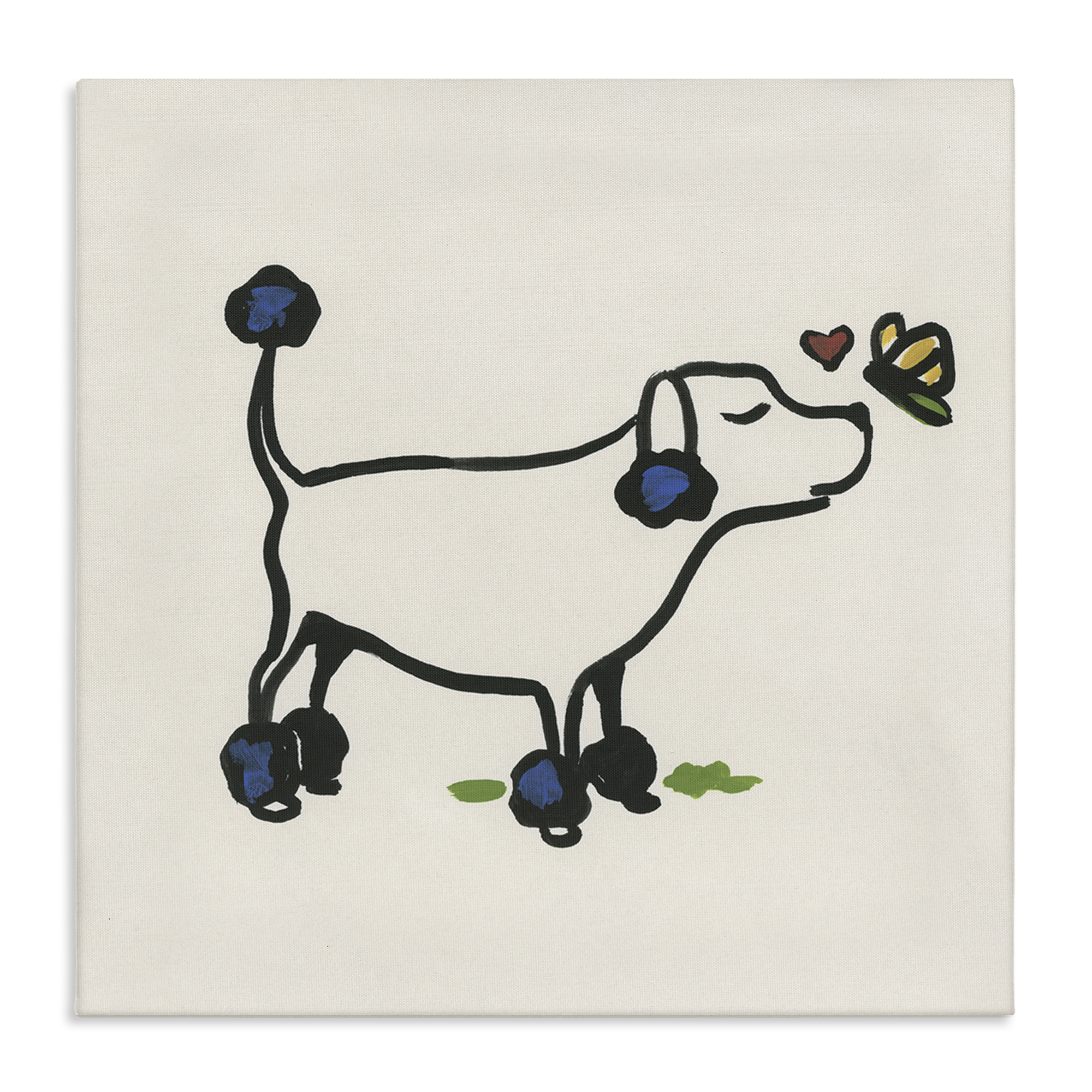 Stupell Industries Dog & Butterfly Animals Painting Wrapped Canvas Art Print Wall Art, 36 x 36