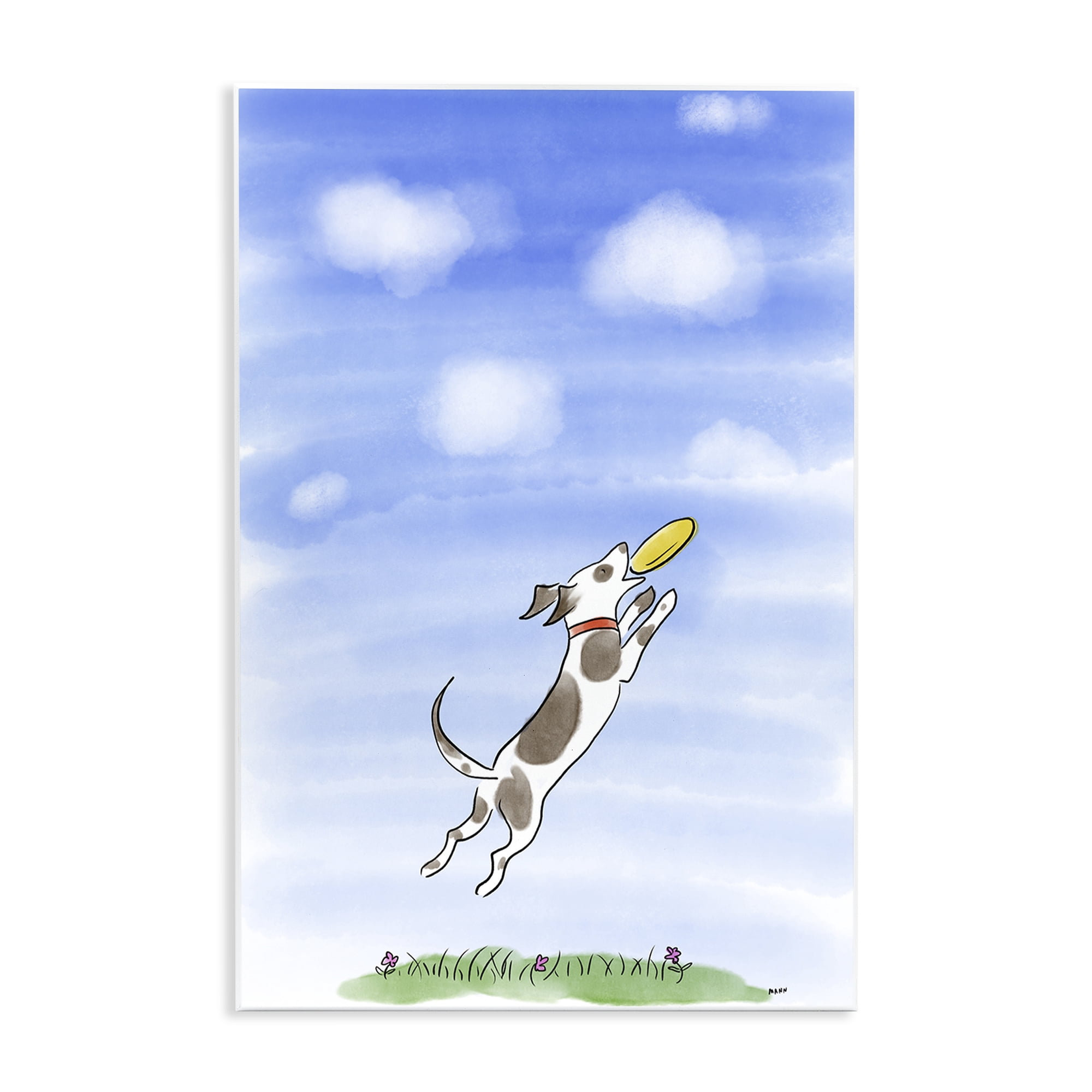 Stupell Industries Dog Catching Frisbee Wall Plaque Art, design by Patti Mann