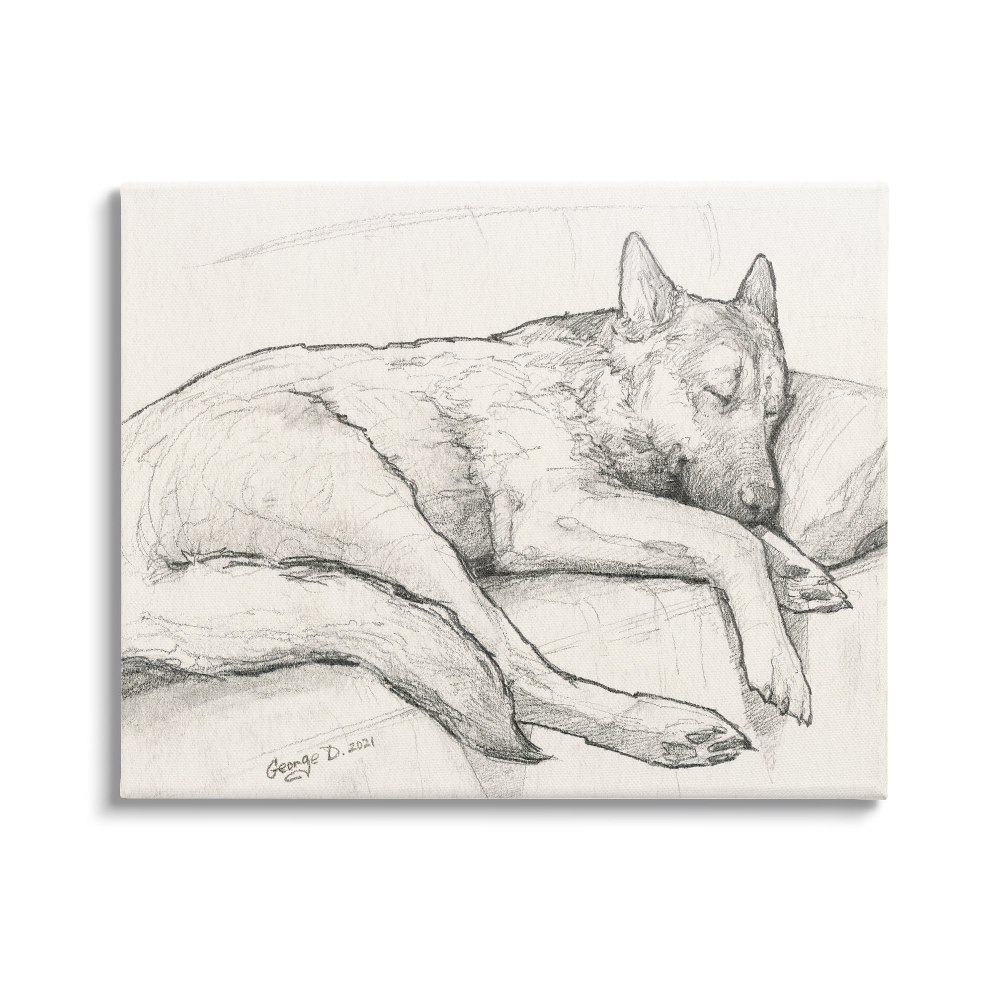 【CPGN STUDIO】DTP Sketch Puppy Long Sleeve Free Shipping! Stupell Industries Dog Resting Sketch Canvas
