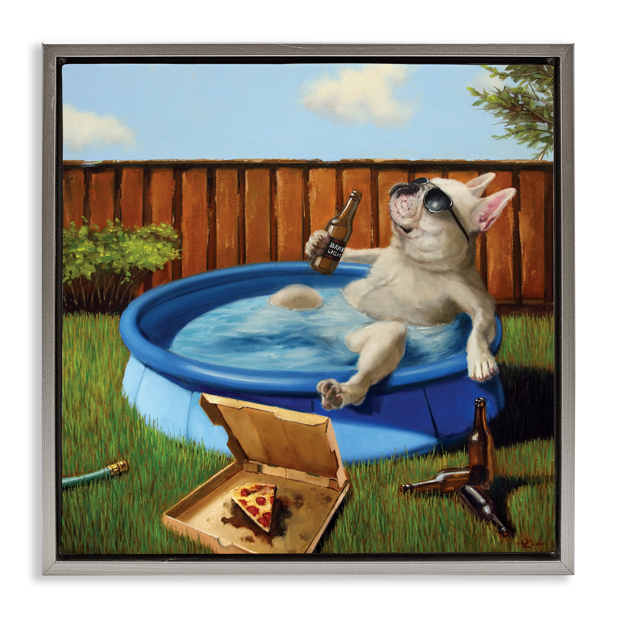 Stupell Industries Dog Drinking in Summer Pool Animals & Insects