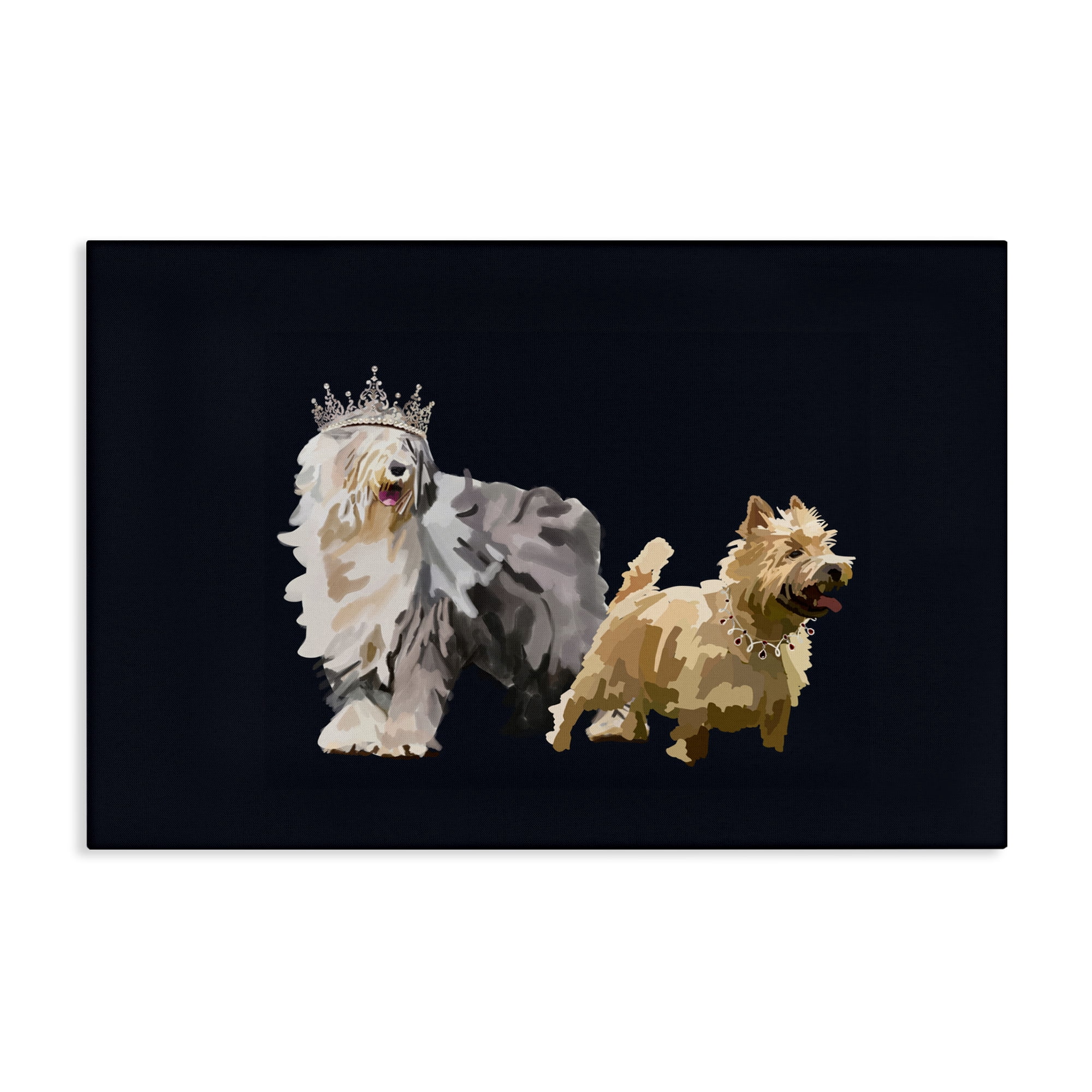 Stupell Industries Dog Duo with Crowns Animals & Insects Painting Gallery Wrapped Canvas Art Print Wall Art, 24 x 16