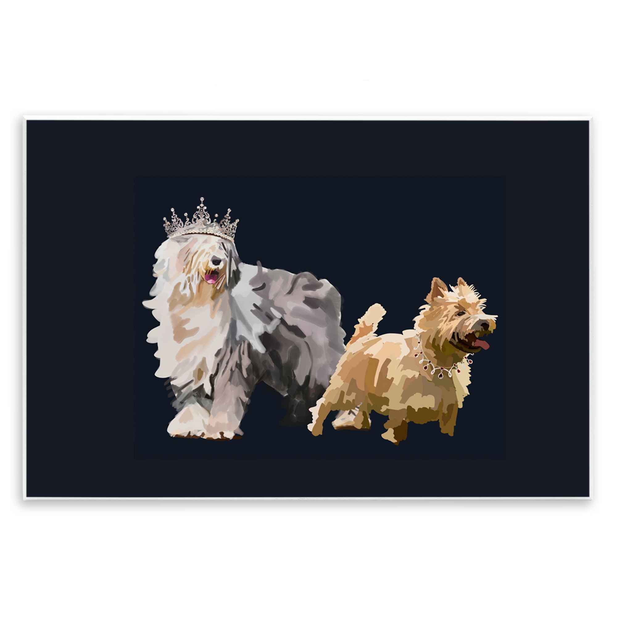 Stupell Industries Dog Duo with Crowns Animals & Insects Painting Unframed Art Print Wall Art, 19 x 13
