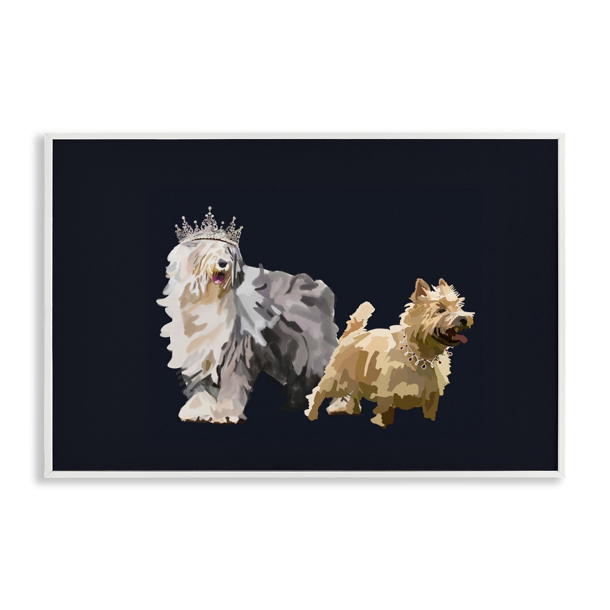 Stupell Industries Dog Duo with Crowns Animals & Insects Painting White Framed Art Print Wall Art, 24 x 16