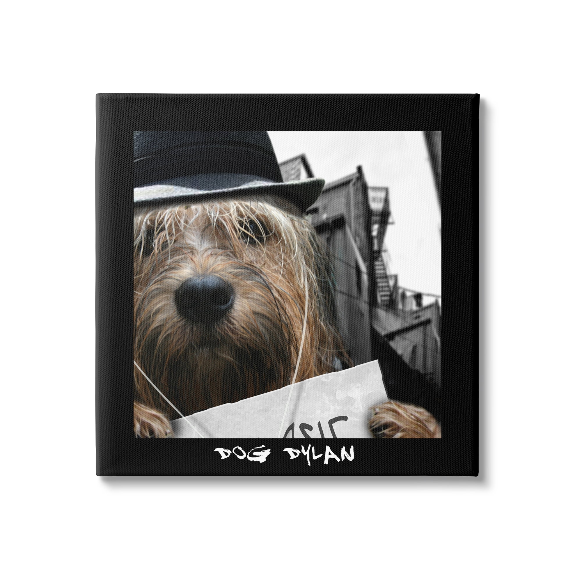 Stupell Industries Dog Dylan Funny Musician Wearing Hat Cityscape Photograph Gallery Wrapped Canvas Print Wall Art, Design by Noah Bay
