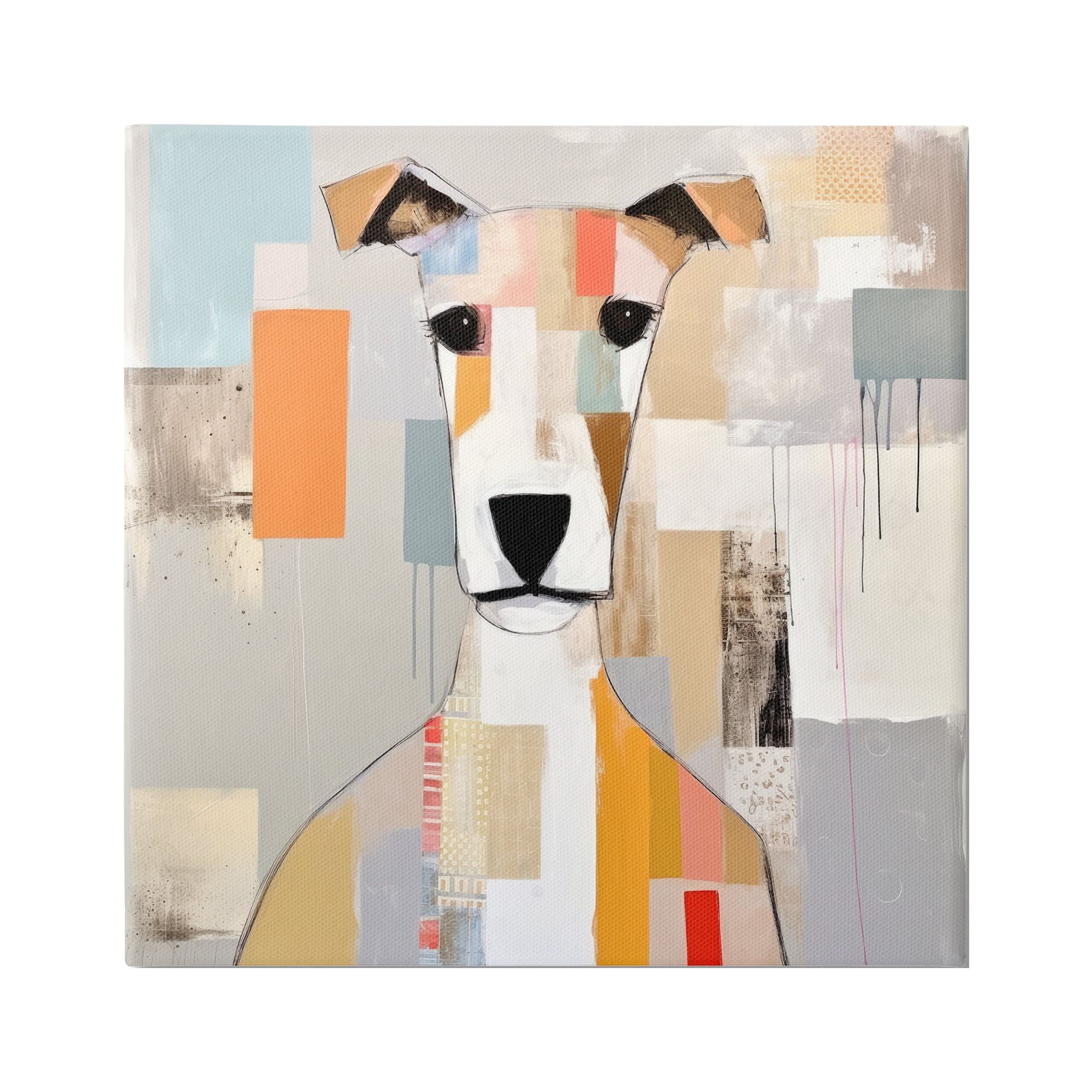 Stupell Industries Dog Face Abstract Collage Animals & Insects Painting Gallery Wrapped Canvas Art Print Wall Art, 17 x 17