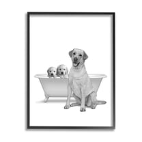 Stupell Industries Dog Family Bathroom Animals Animals & Insects Painting Black Framed Art Print Wall Art