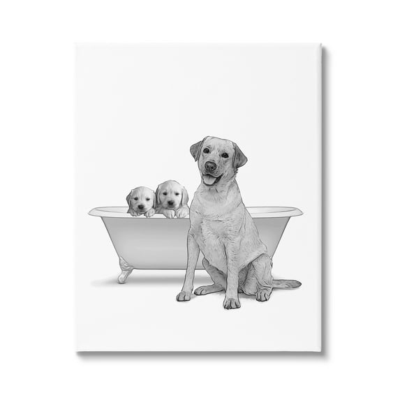 Stupell Industries Dog Family Bathroom Animals Animals & Insects Painting Gallery Wrapped Canvas Print Wall Art
