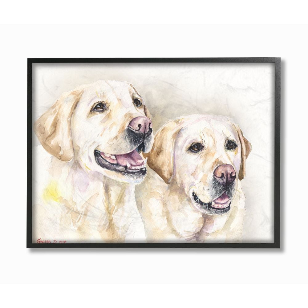 Stupell Industries Dog Friends Pet Animal Watercolor Painting Framed Giclee Texturized Art by George Dyachenko