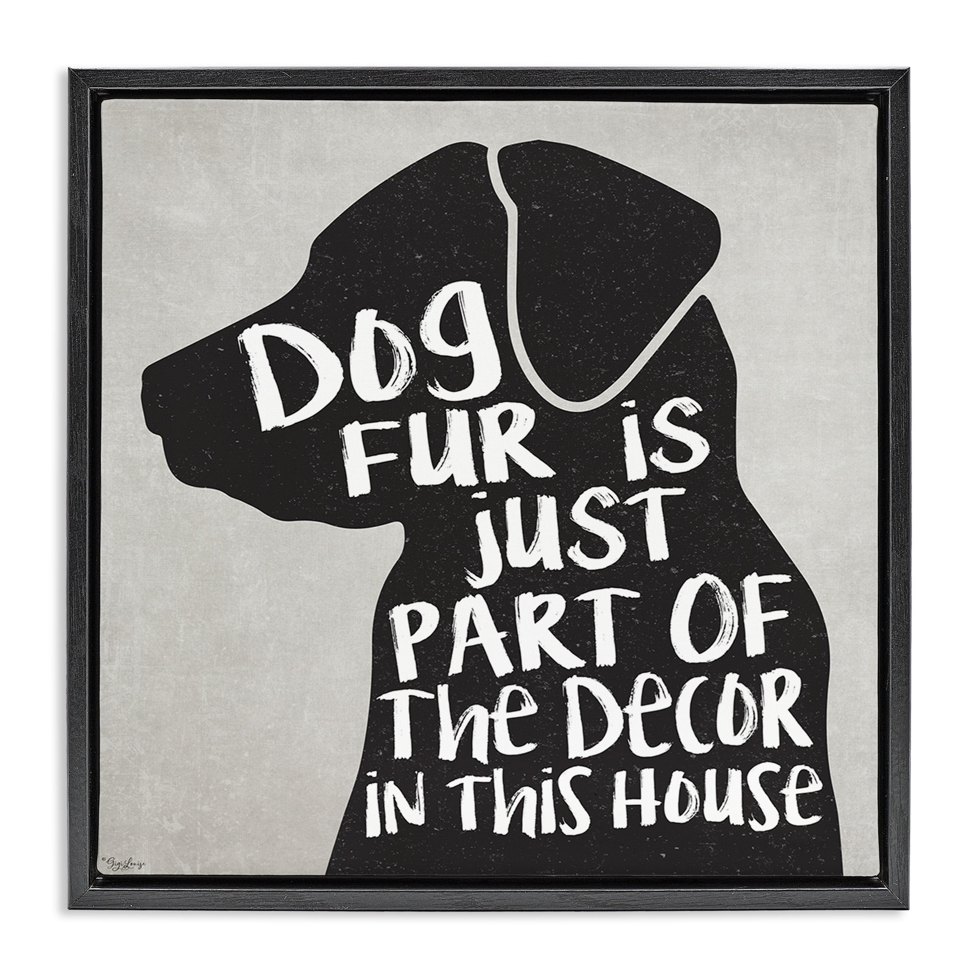 Stupell Industries Dog Fur Funny Pet Phrase Animals & Insects Painting Black Floater Framed Canvas Art Print Wall Art, 18 x 18