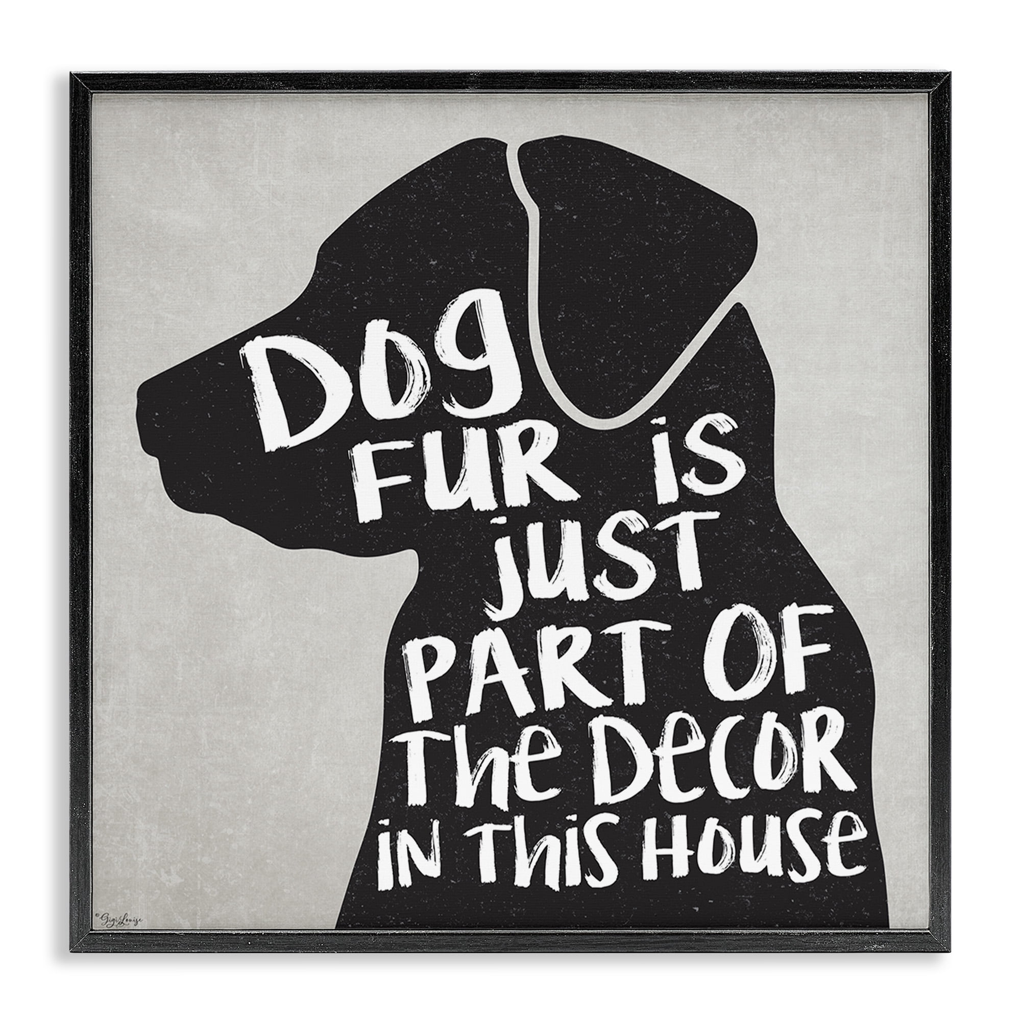 Stupell Industries Dog Fur Funny Pet Phrase Animals & Insects Painting Black Framed Art Print Wall Art, 17 x 17