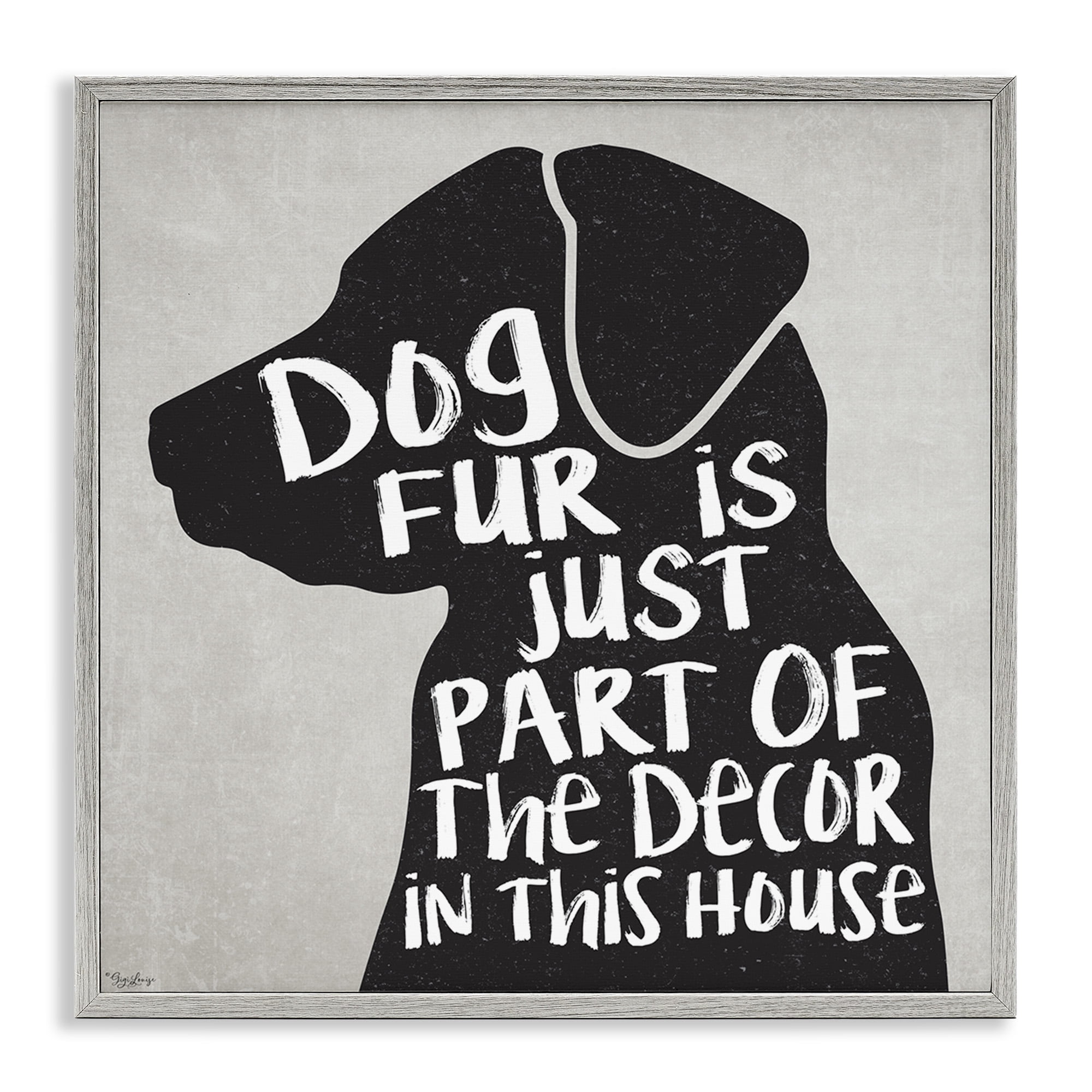 Stupell Industries Dog Fur Funny Pet Phrase Animals & Insects Painting Gray Framed Art Print Wall Art, 12 x 12