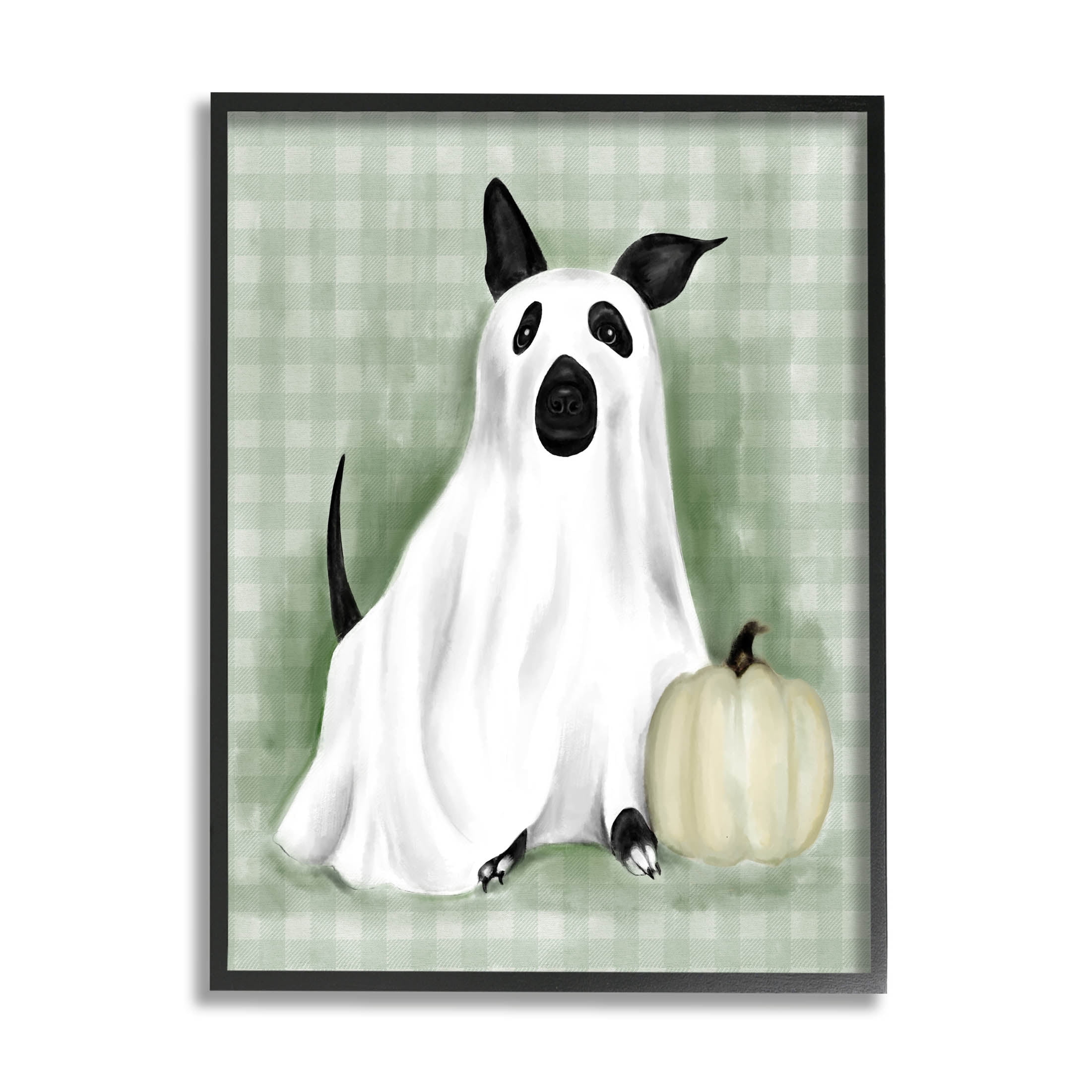 Stupell Industries Dog Ghost Halloween Costume Graphic Art Black Framed Art Print Wall Art, Design by Lil' Rue