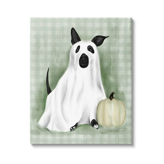 Stupell Industries Dog Ghost Halloween Costume Graphic Art Gallery Wrapped Canvas Print Wall Art, Design by Lil' Rue