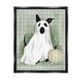 thumbnail image 1 of Stupell Industries Dog Ghost Halloween Costume Graphic Art Jet Black Floating Framed Canvas Print Wall Art, Design by Lil' Rue, 1 of 6