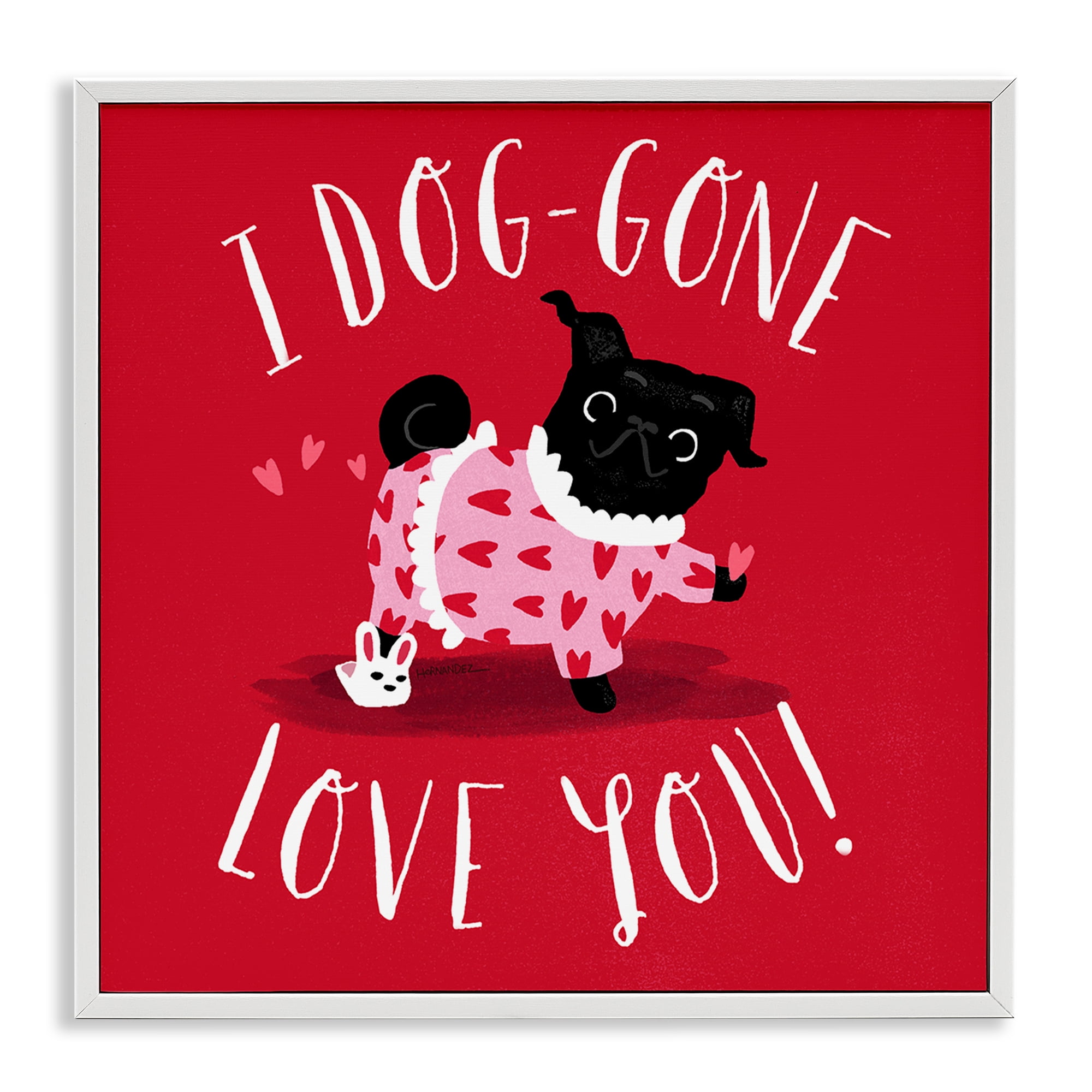 Stupell Industries Dog-Gone Love You Animals Painting White Framed Art Print Wall Art, 12 x 12