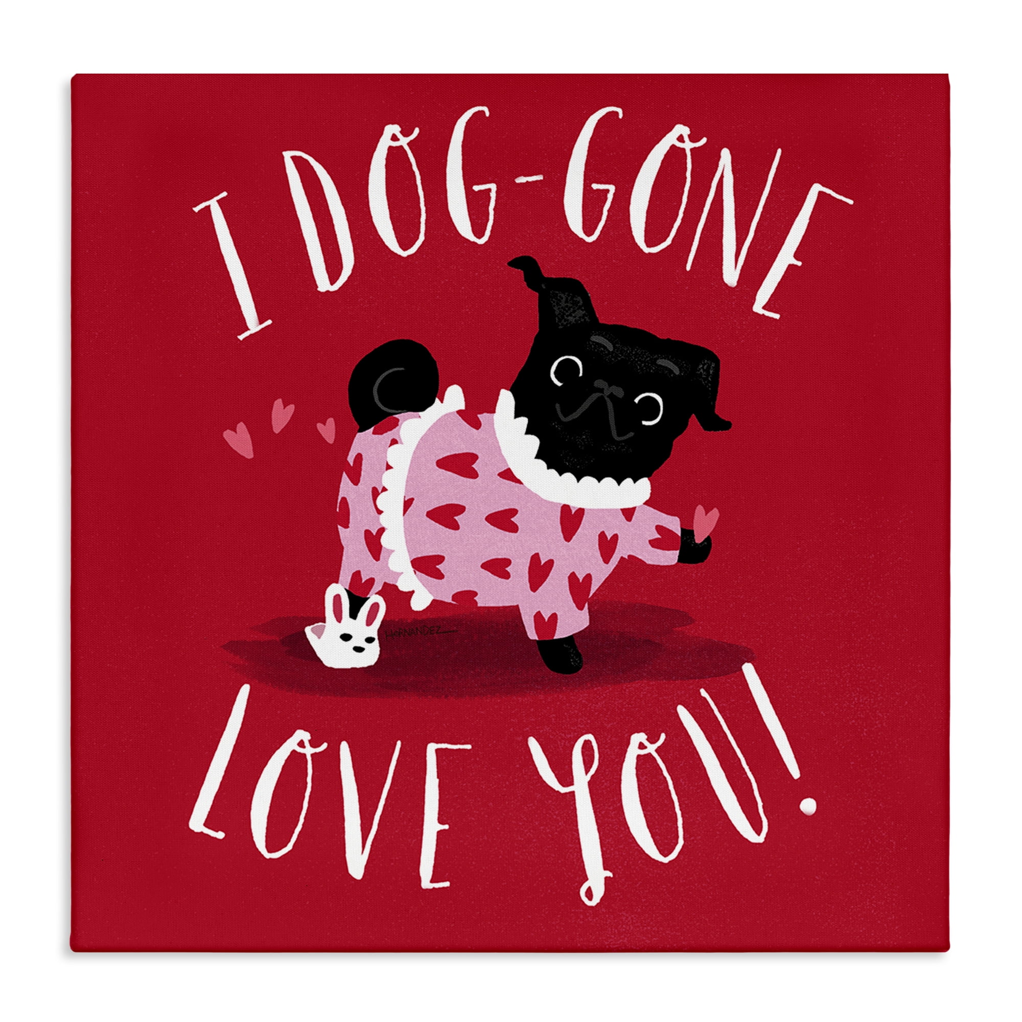 Stupell Industries Dog-Gone Love You Animals Painting Wrapped Canvas Art Print Wall Art, 36 x 36
