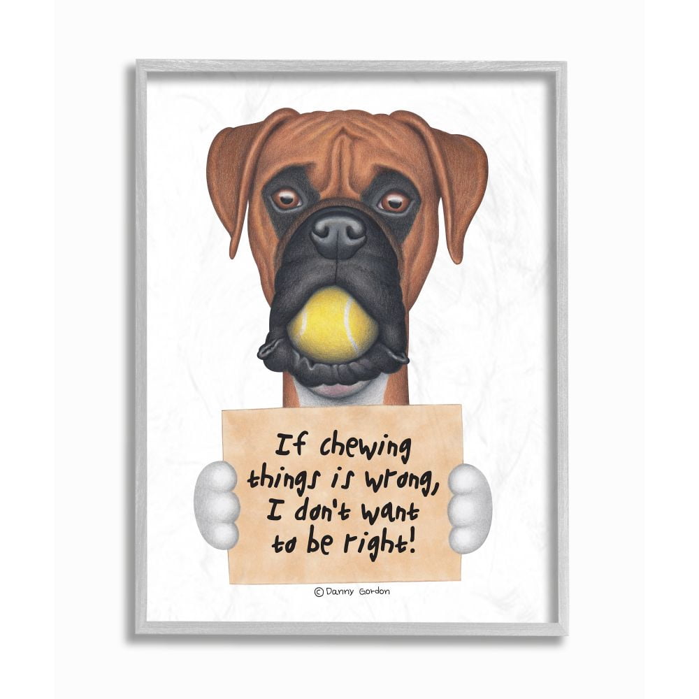 Stupell Industries Dog Humor 'If Chewing things is Wrong' Boxer Quote Designed by Danny Gordan