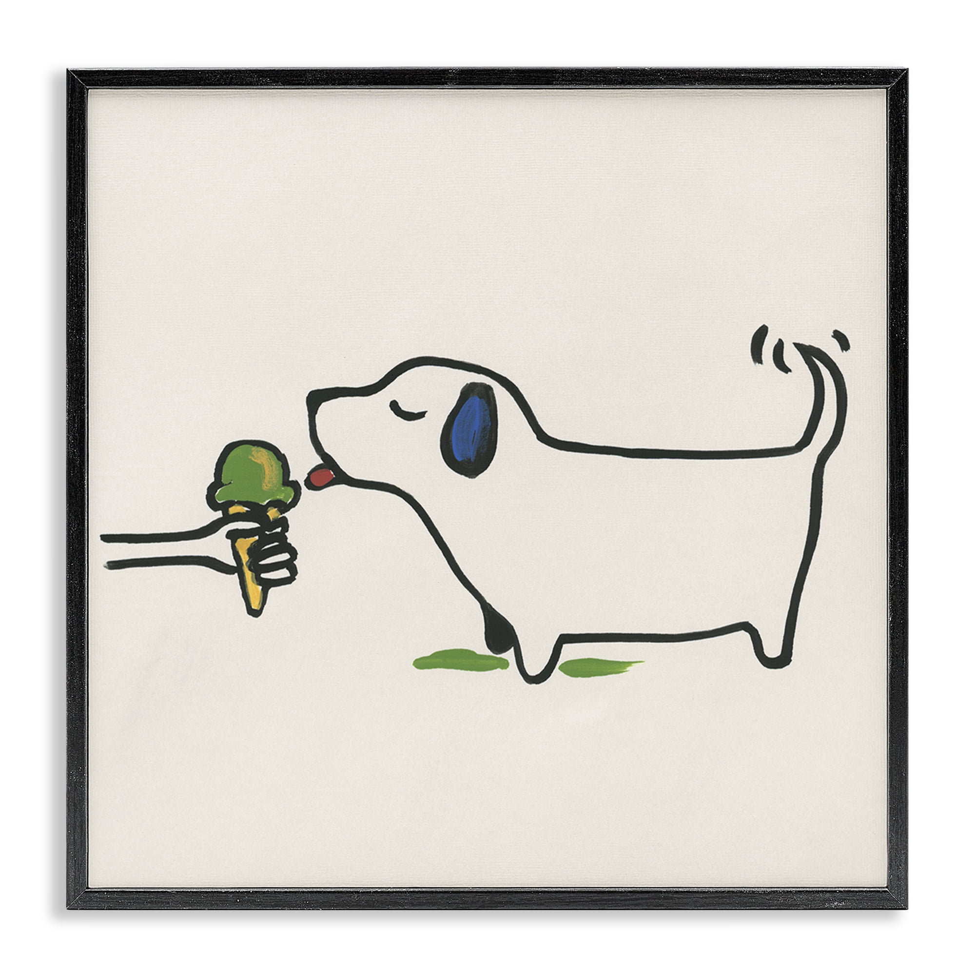 Stupell Industries Dog & Ice Cream Food & Beverage Painting Black Framed Art Print Wall Art, 12 x 12