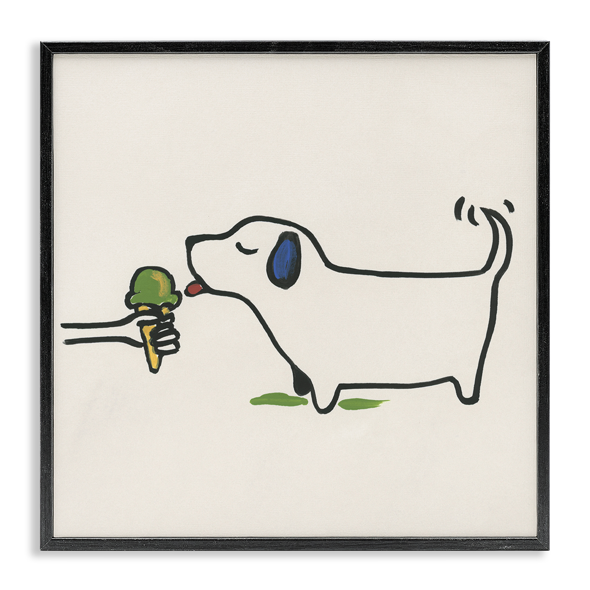 Stupell Industries Dog & Ice Cream Food & Beverage Painting Black Framed Art Print Wall Art, 17 x 17