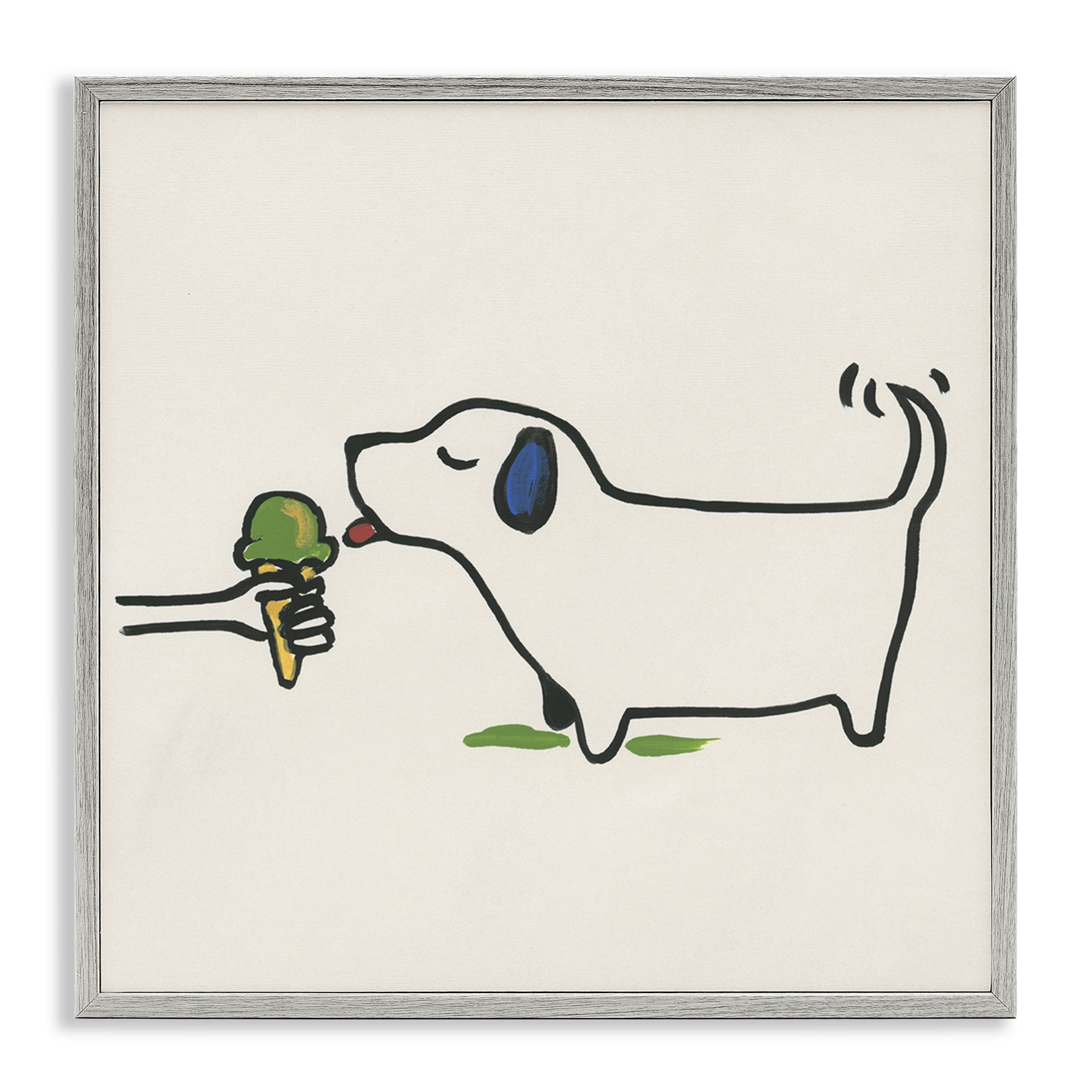 Stupell Industries Dog & Ice Cream Food & Beverage Painting Gray Framed Art Print Wall Art, 24 x 24