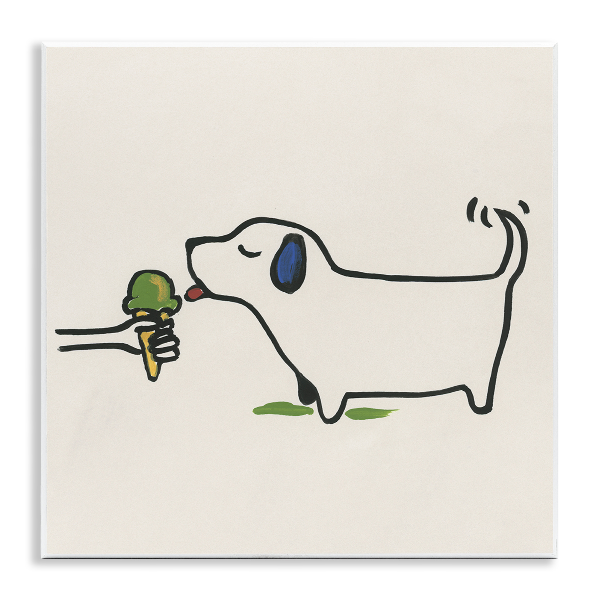 Stupell Industries Dog & Ice Cream Food & Beverage Painting Unframed Art Print Wall Art, 12 x 12