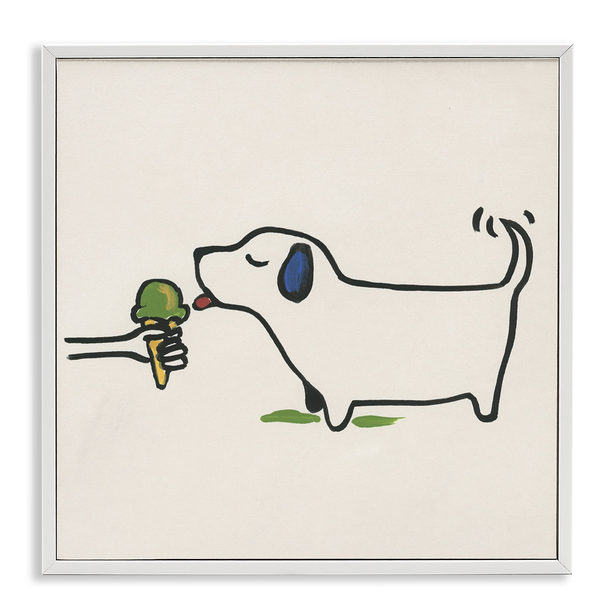 Stupell Industries Dog & Ice Cream Food & Beverage Painting White Framed Art Print Wall Art, 12 x 12