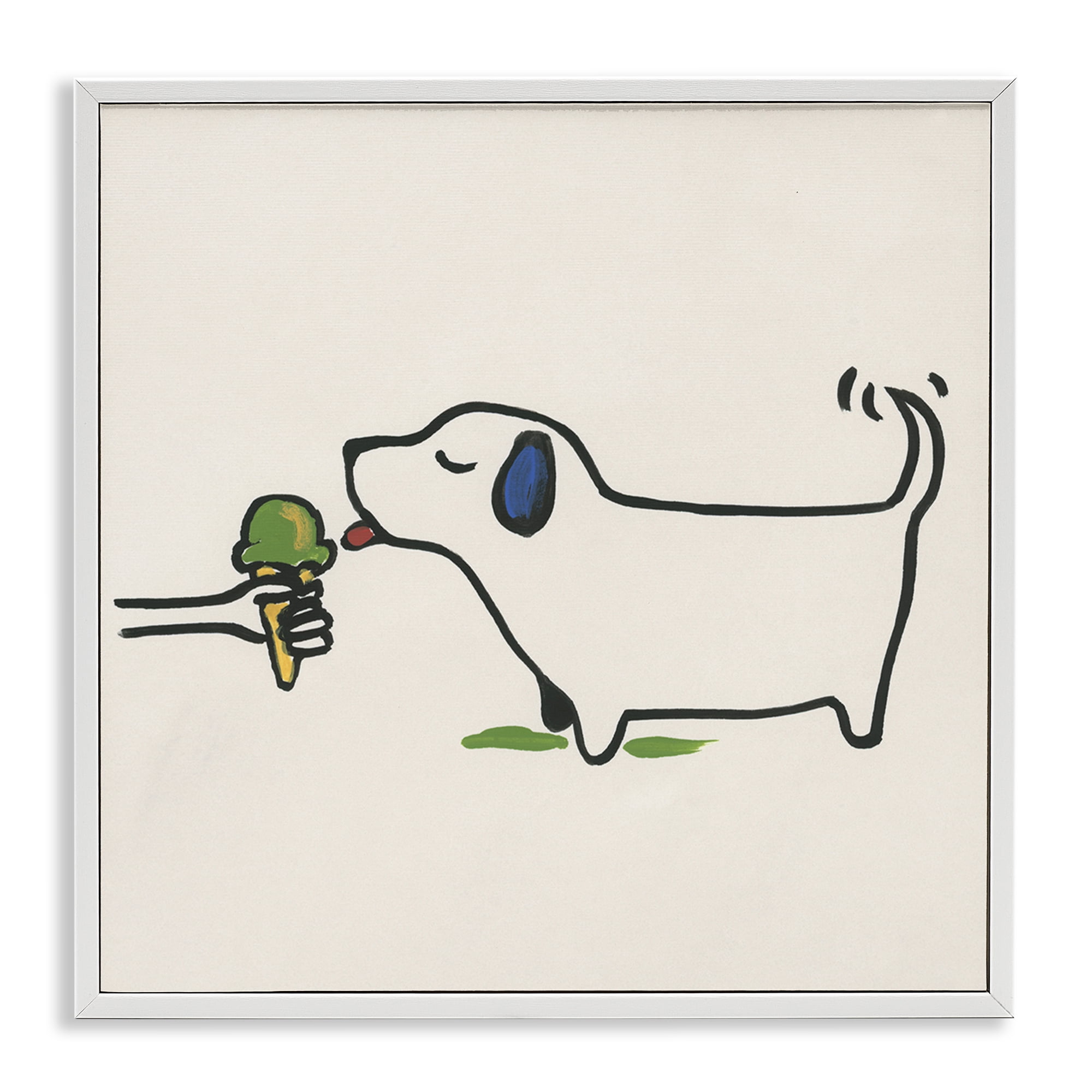 Stupell Industries Dog & Ice Cream Food & Beverage Painting White Framed Art Print Wall Art, 24 x 24