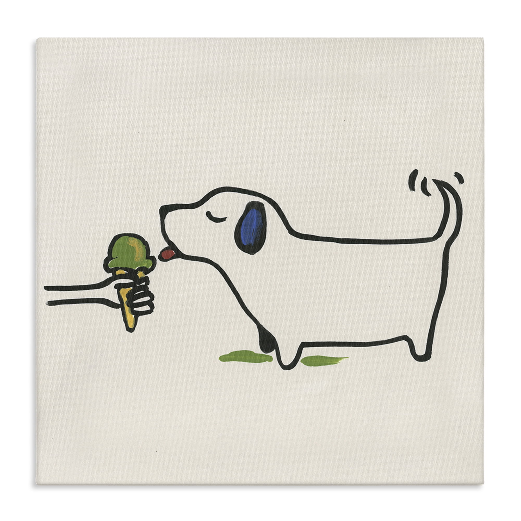 Stupell Industries Dog & Ice Cream Food & Beverage Painting Wrapped Canvas Art Print Wall Art, 24 x 24