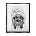 thumbnail image 1 of Stupell Industries Dog In Bathrobe Funny Pet Animals & Insects Painting Black Floater Framed Art Print Wall Art, 1 of 6