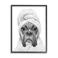 thumbnail image 1 of Stupell Industries Dog In Bathrobe Funny Pet Animals & Insects Painting Black Framed Art Print Wall Art, 1 of 5